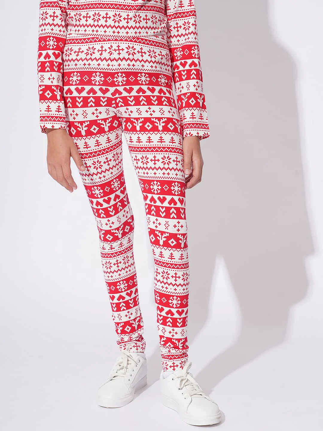 Girls Red Christmas Printed Co-Ord Set - Image 3