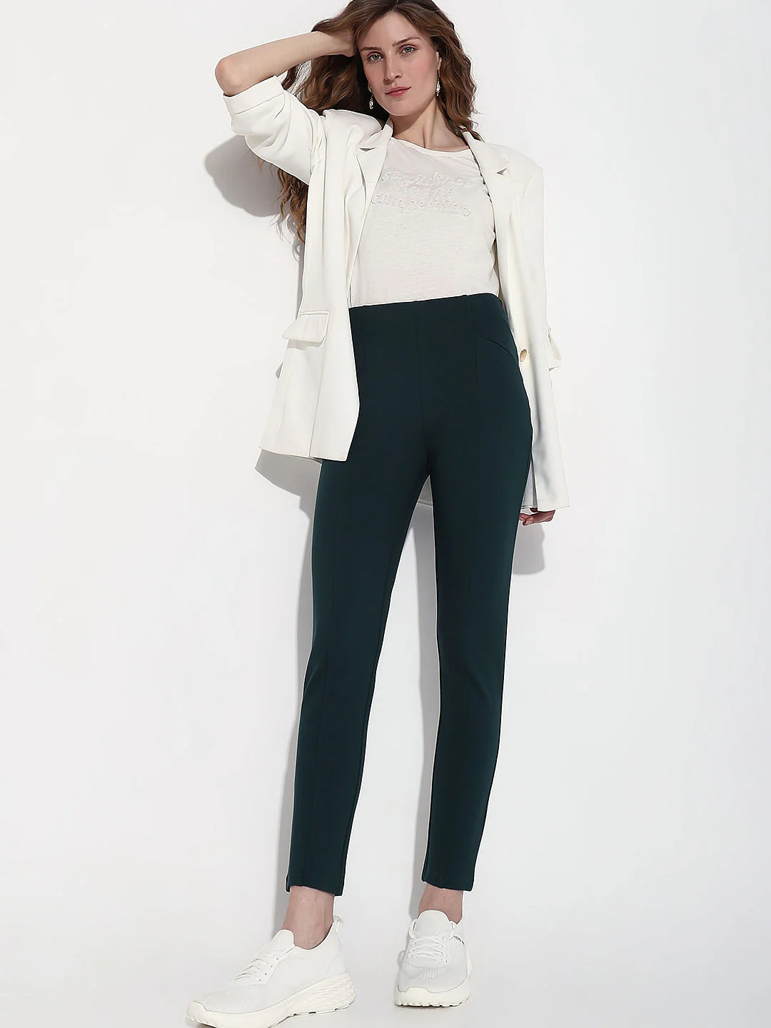 Bottle Green High Rise Skinny Jeggings