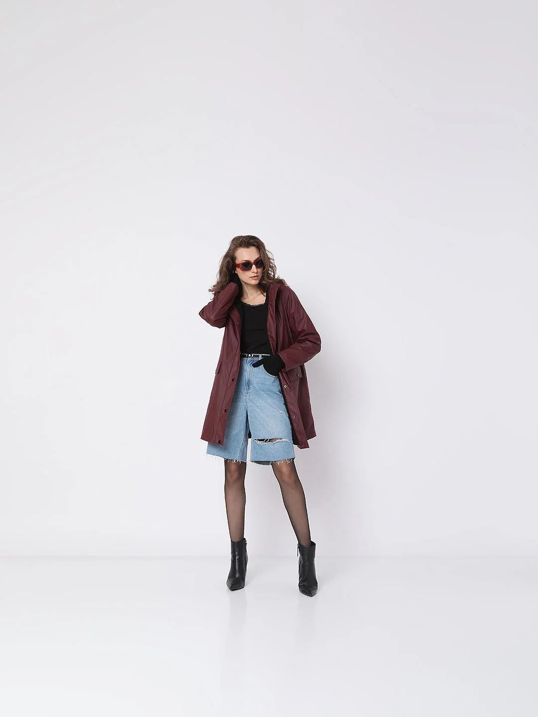 Burgundy Hooded Teddy Coat
