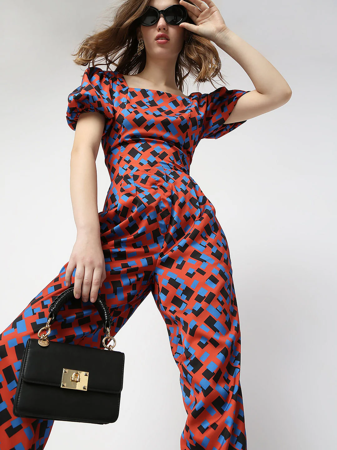 Brown Geometric Print Co-Ord Set Pants