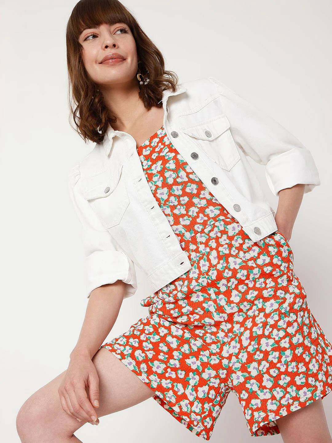 Red Floral Playsuit