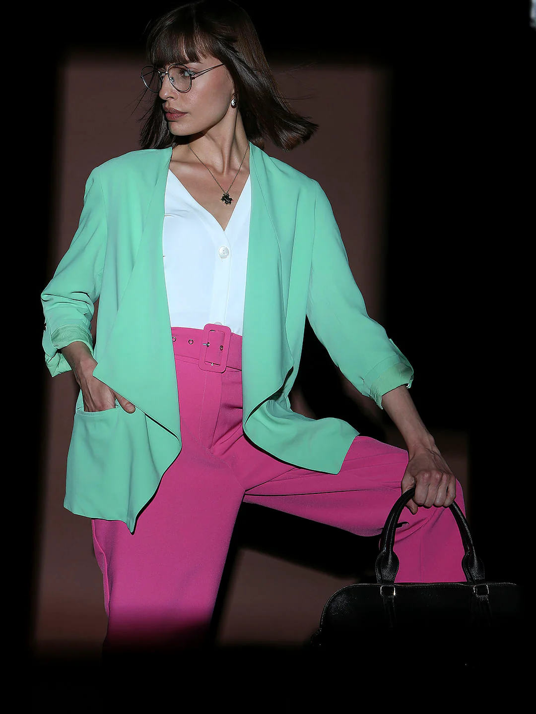 Light Green Front Open Blazer