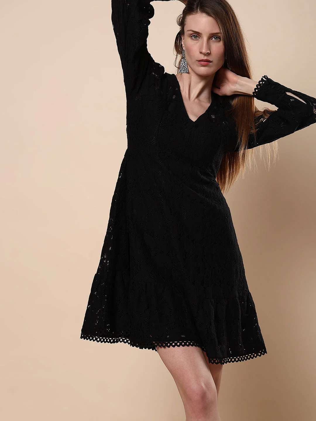 Black Lace Fit & Flare Dress