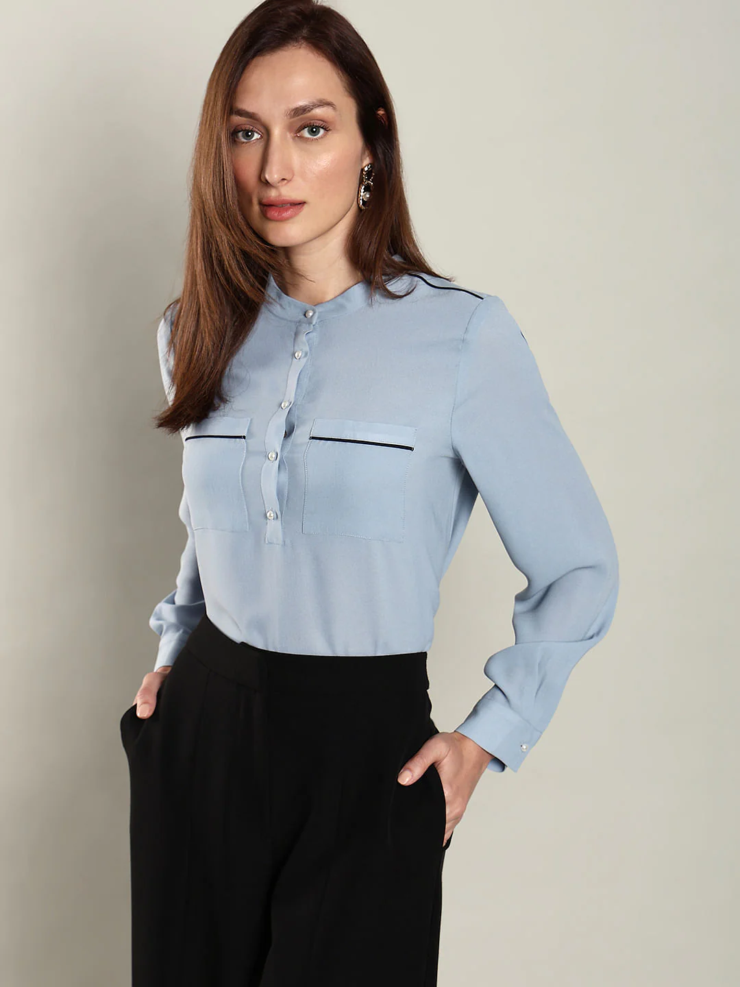 Blue Contrast Tipping Top
