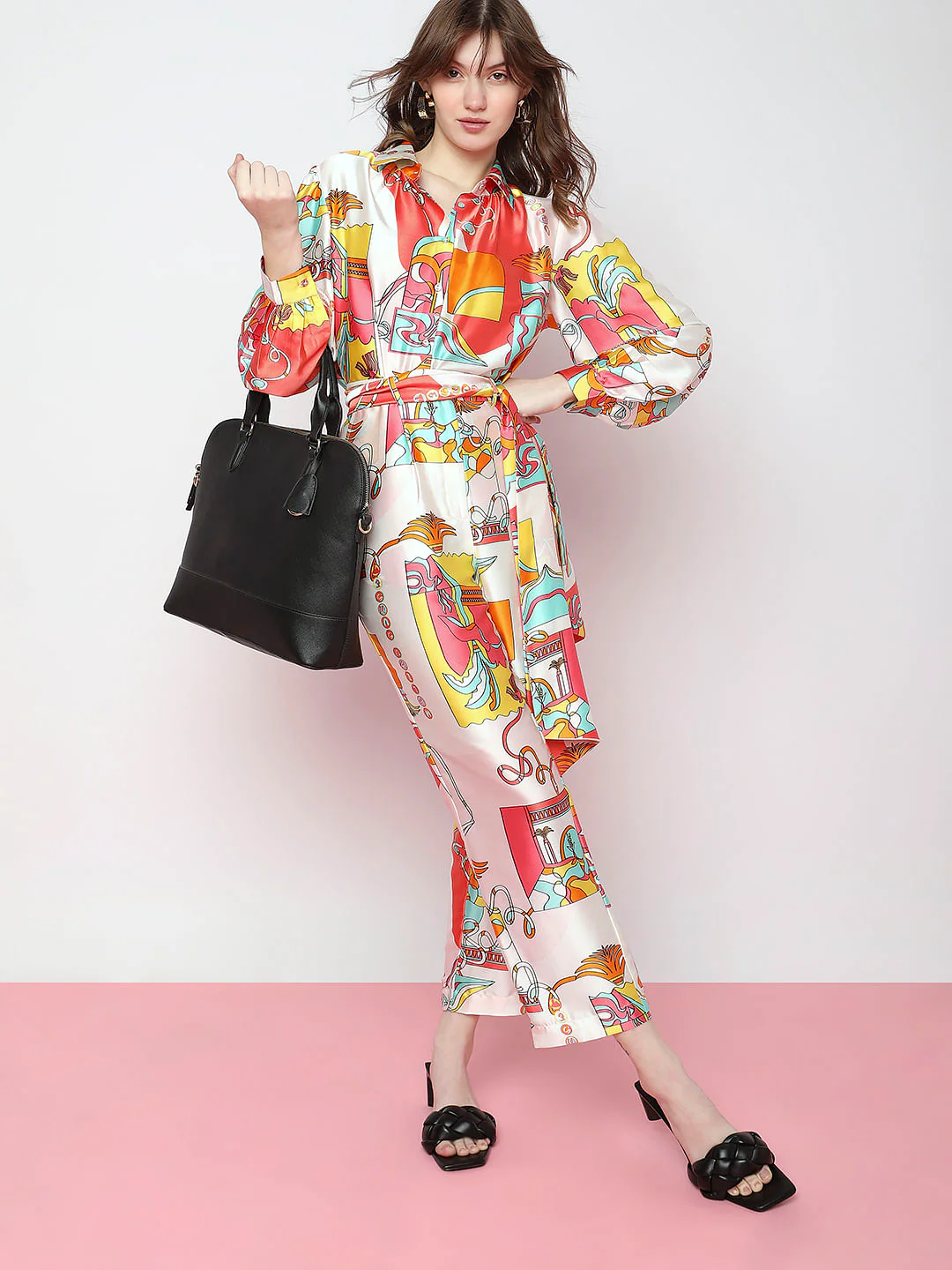 Orange Abstract Print Co-Ord Shirt