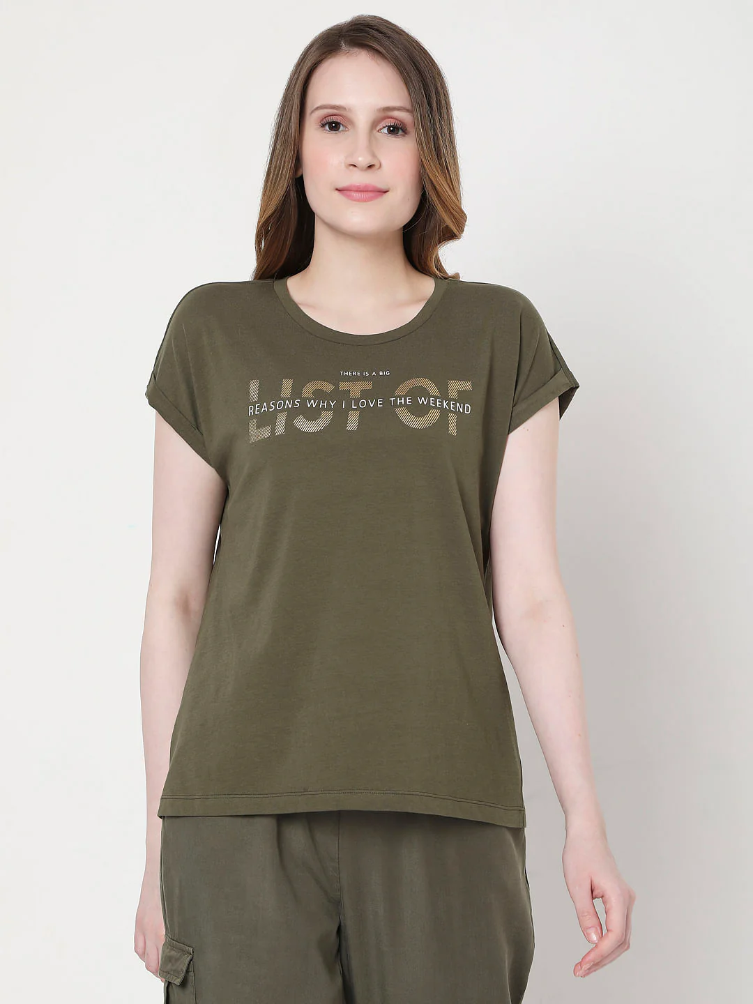 Green Slogan Print T-Shirt