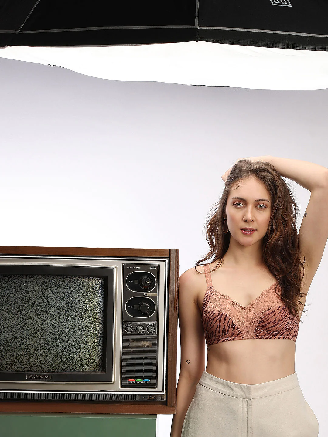 Intimates Brown Printed Non-Padded Full Coverage Bra