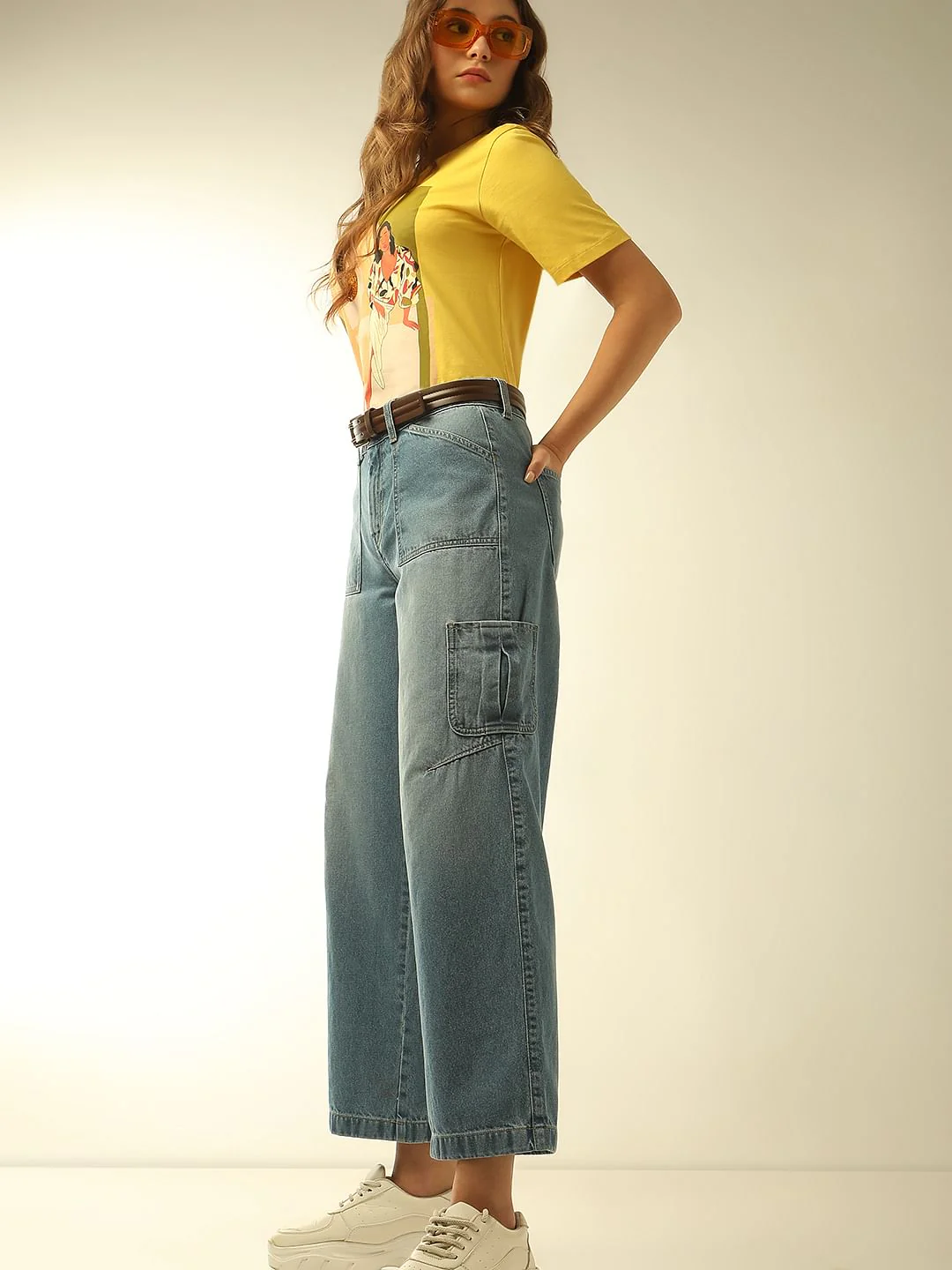 Blue Jade Straight Fit Cargo Jeans