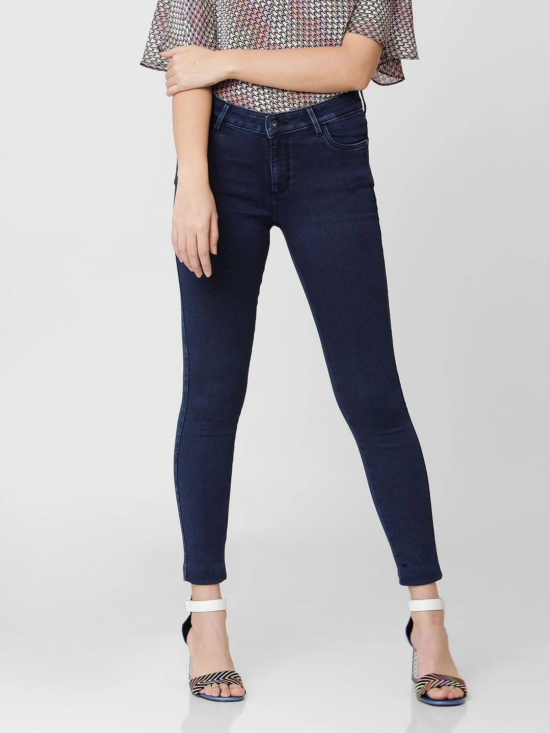 Blue Mid Rise Skinny Jeans