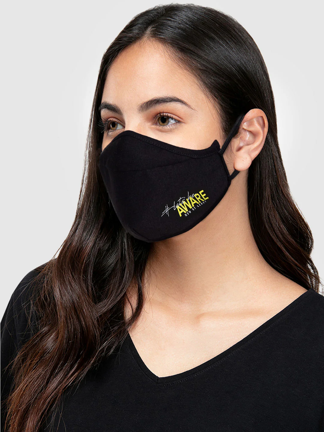 Pack Of 2 Text Print 3Ply Anti-Bacterial Mask