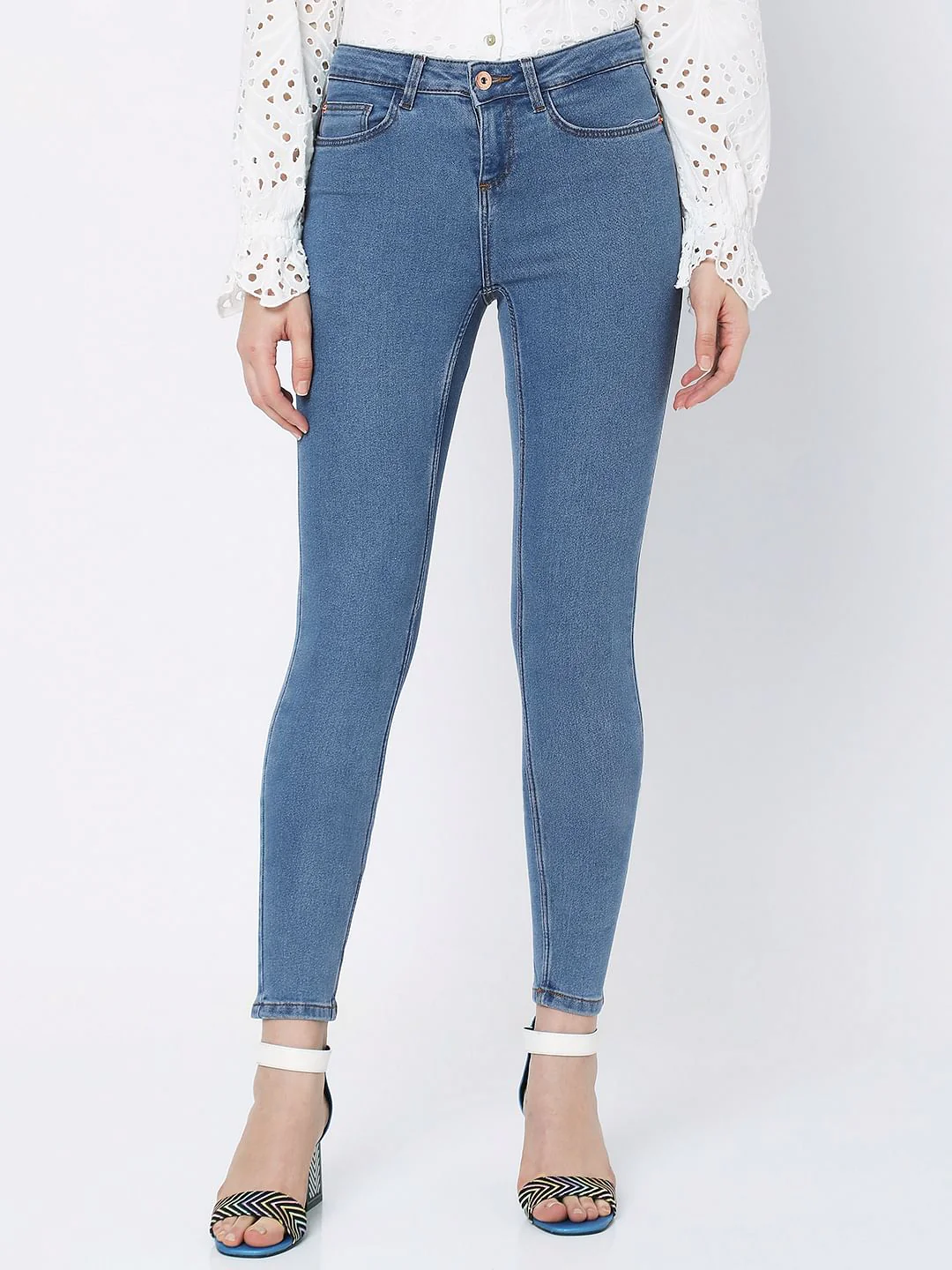 Blue Mid Rise Wendy Skinny Jeans