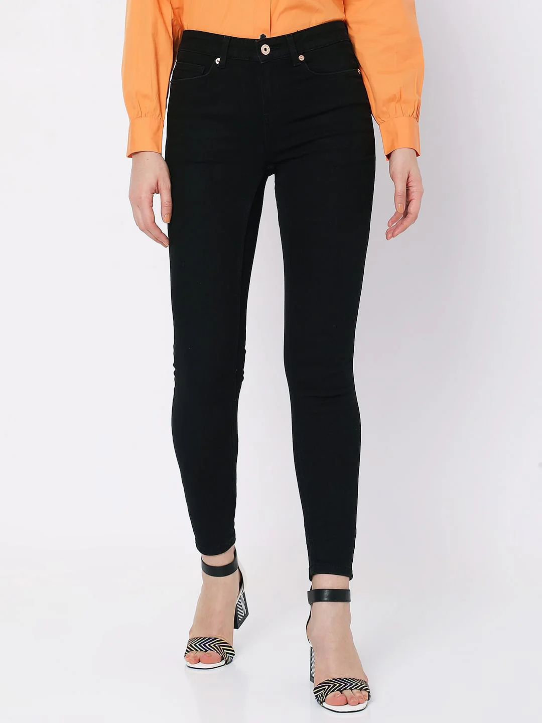 Black Mid Rise Wendy Skinny Jeans