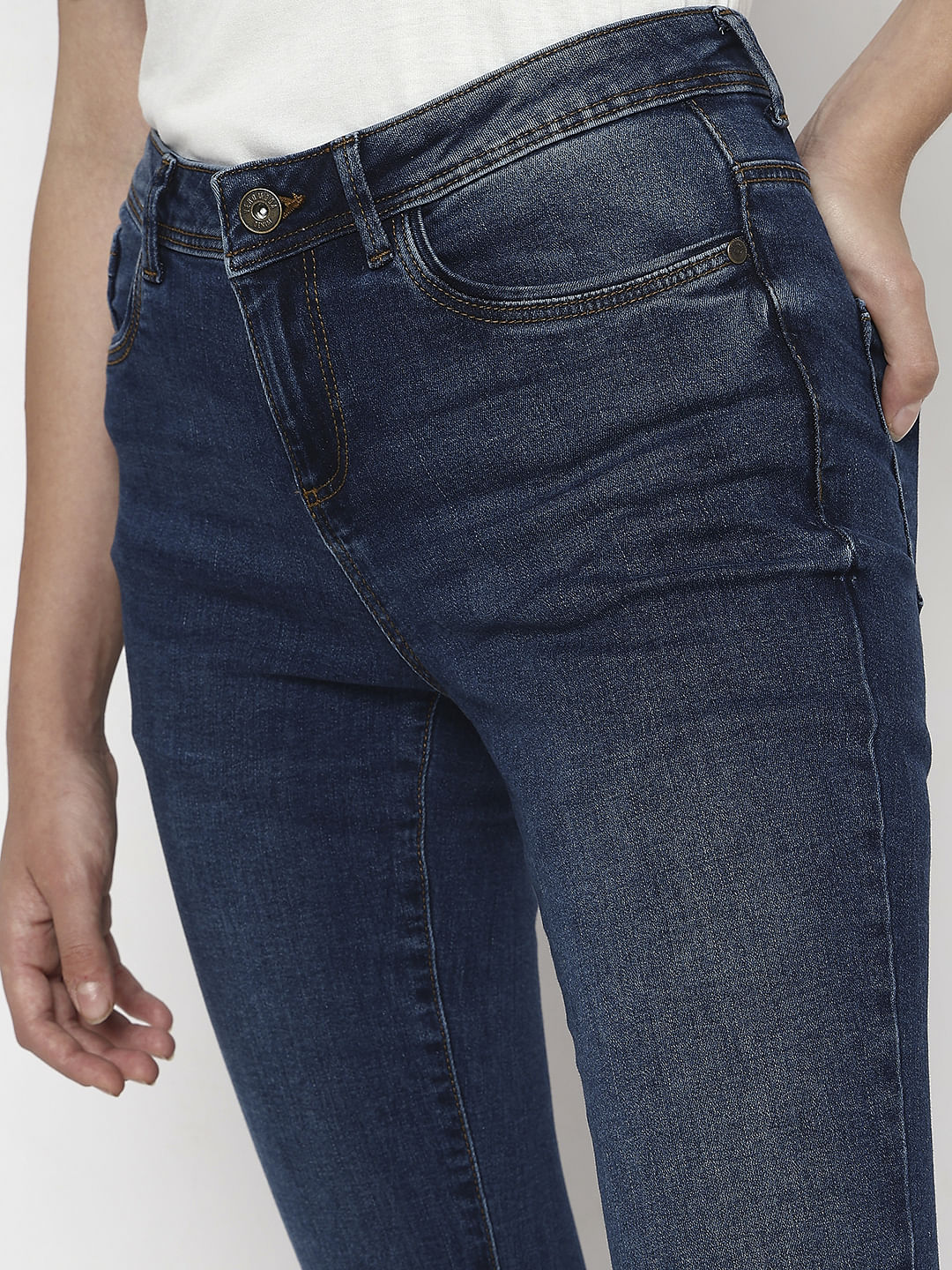 Dark Blue Mid Rise Wendy Skinny Fit Jeans - Image 6
