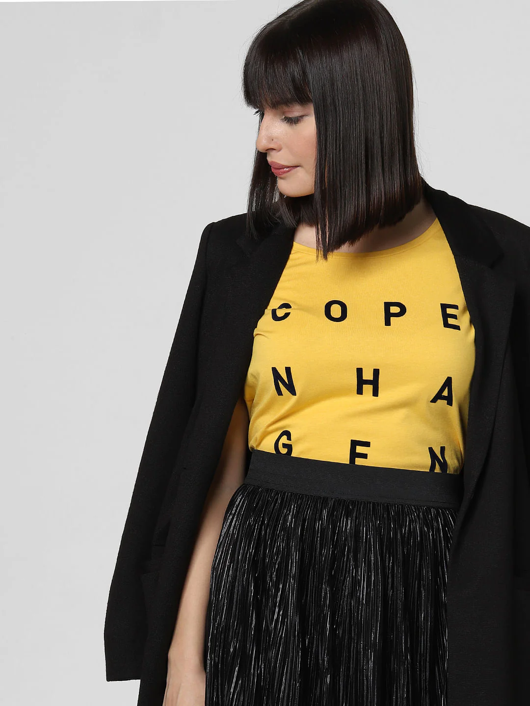 Yellow Text Print T-Shirt