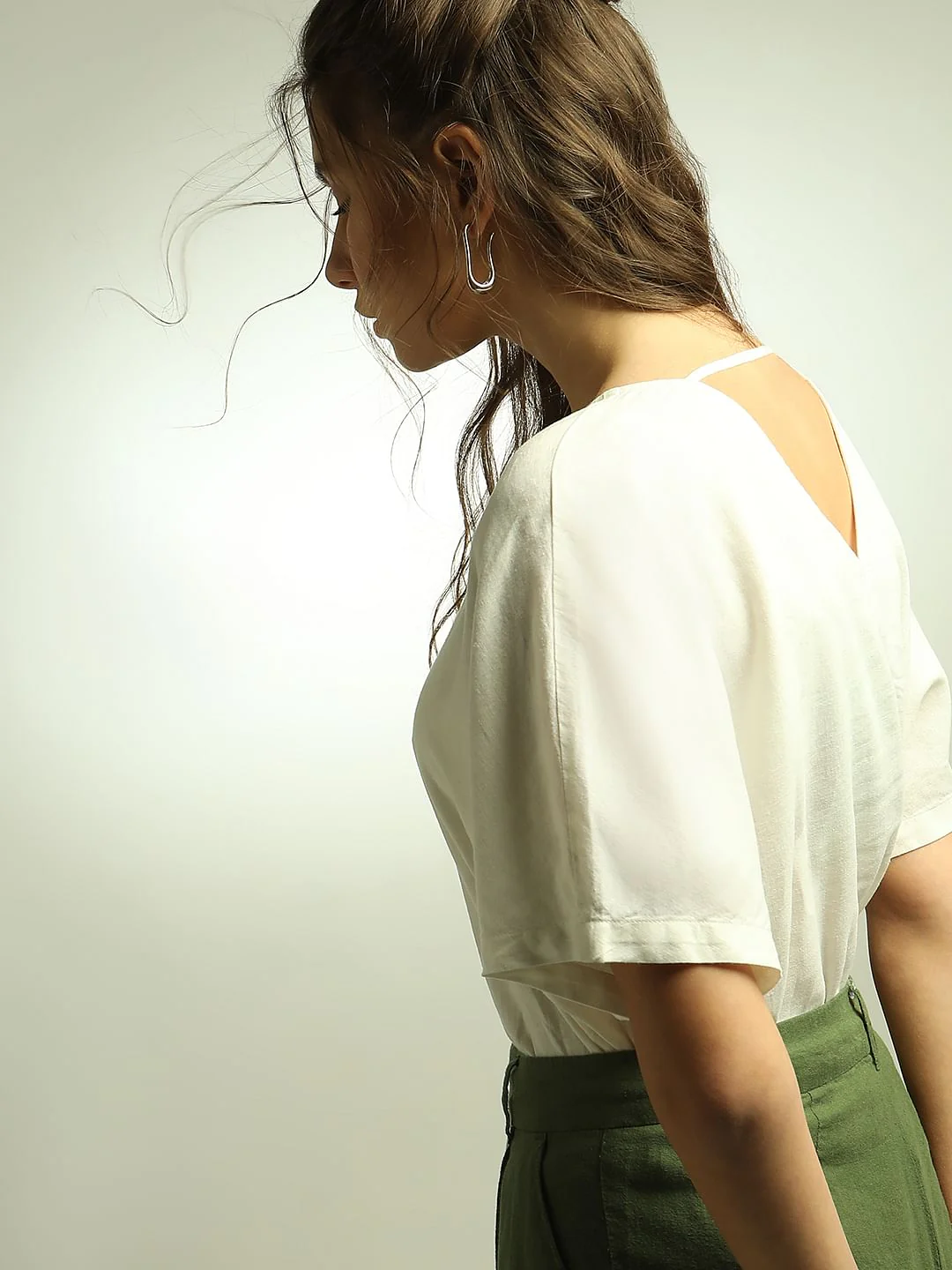 White V-Neck Top