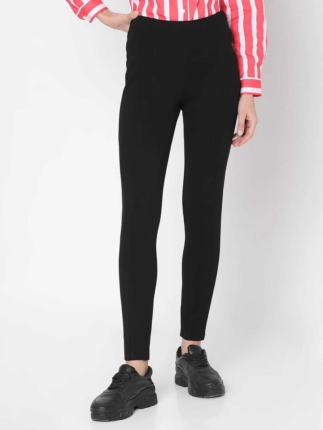 Black High Rise Side-Zip Jeggings - Image 2