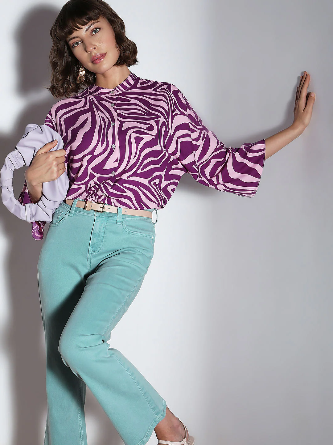 Purple Abstract Print Shirt