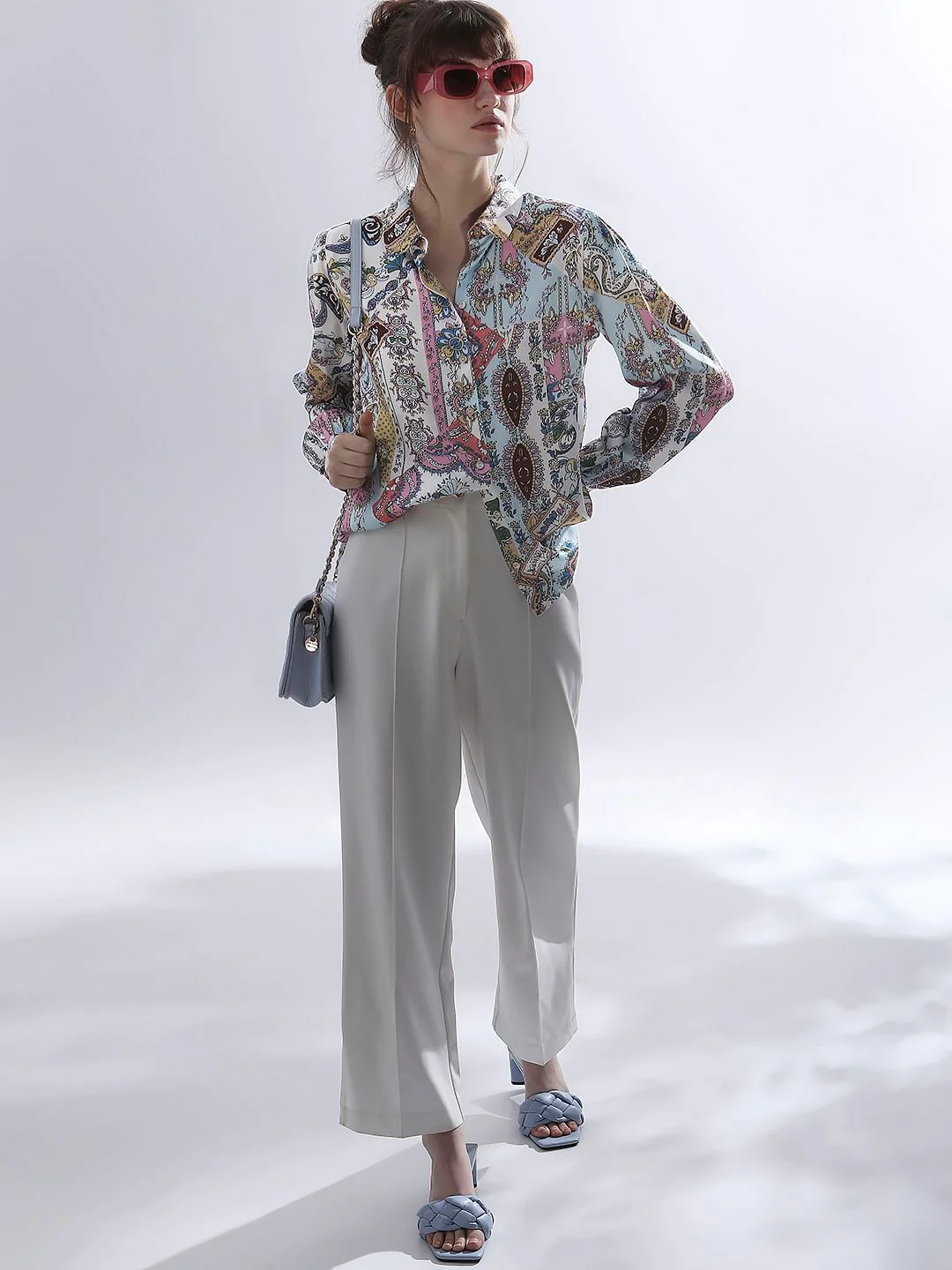 Sea Green Abstract Print Shirt