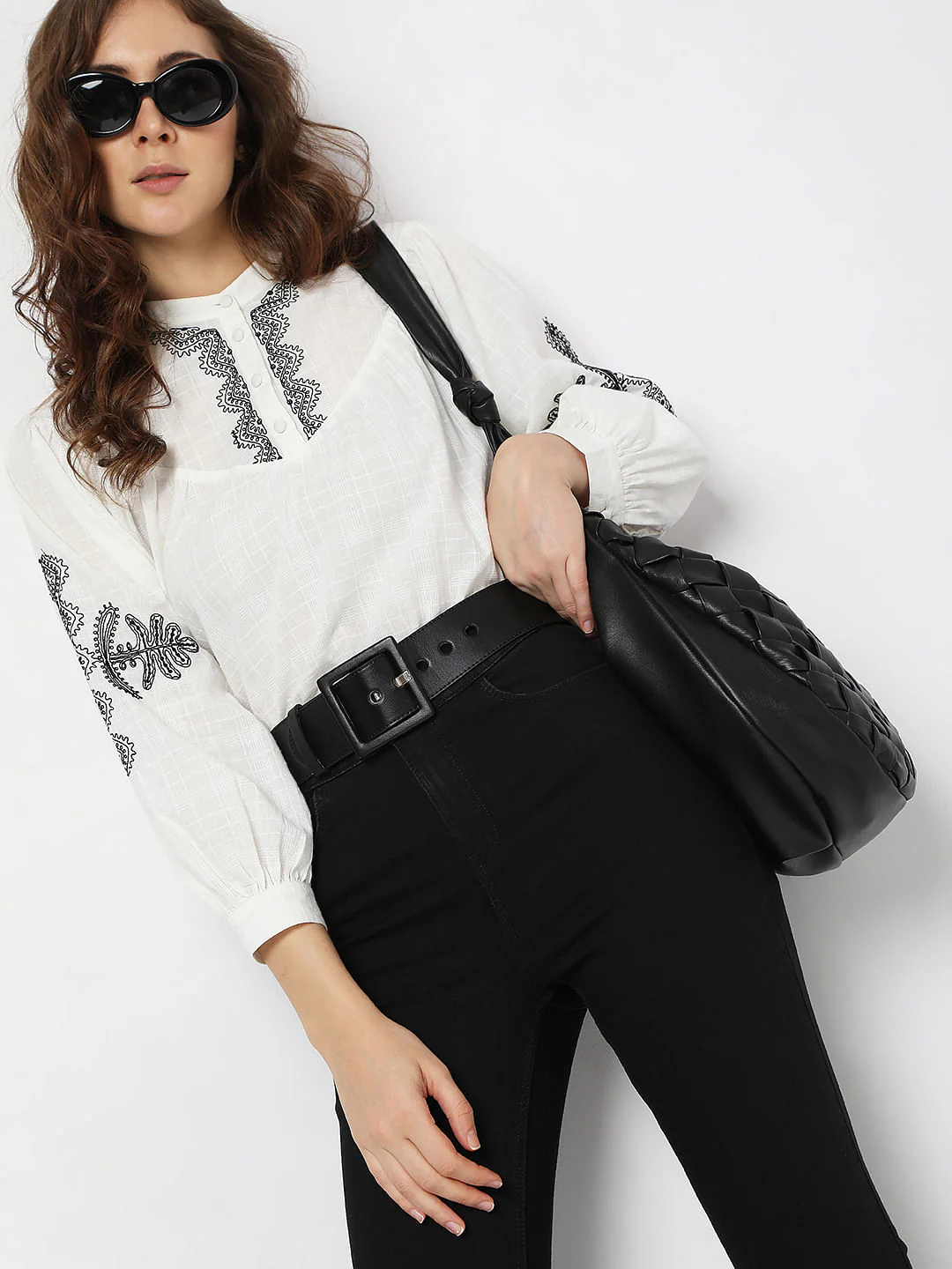 White Cotton Embroidered Top