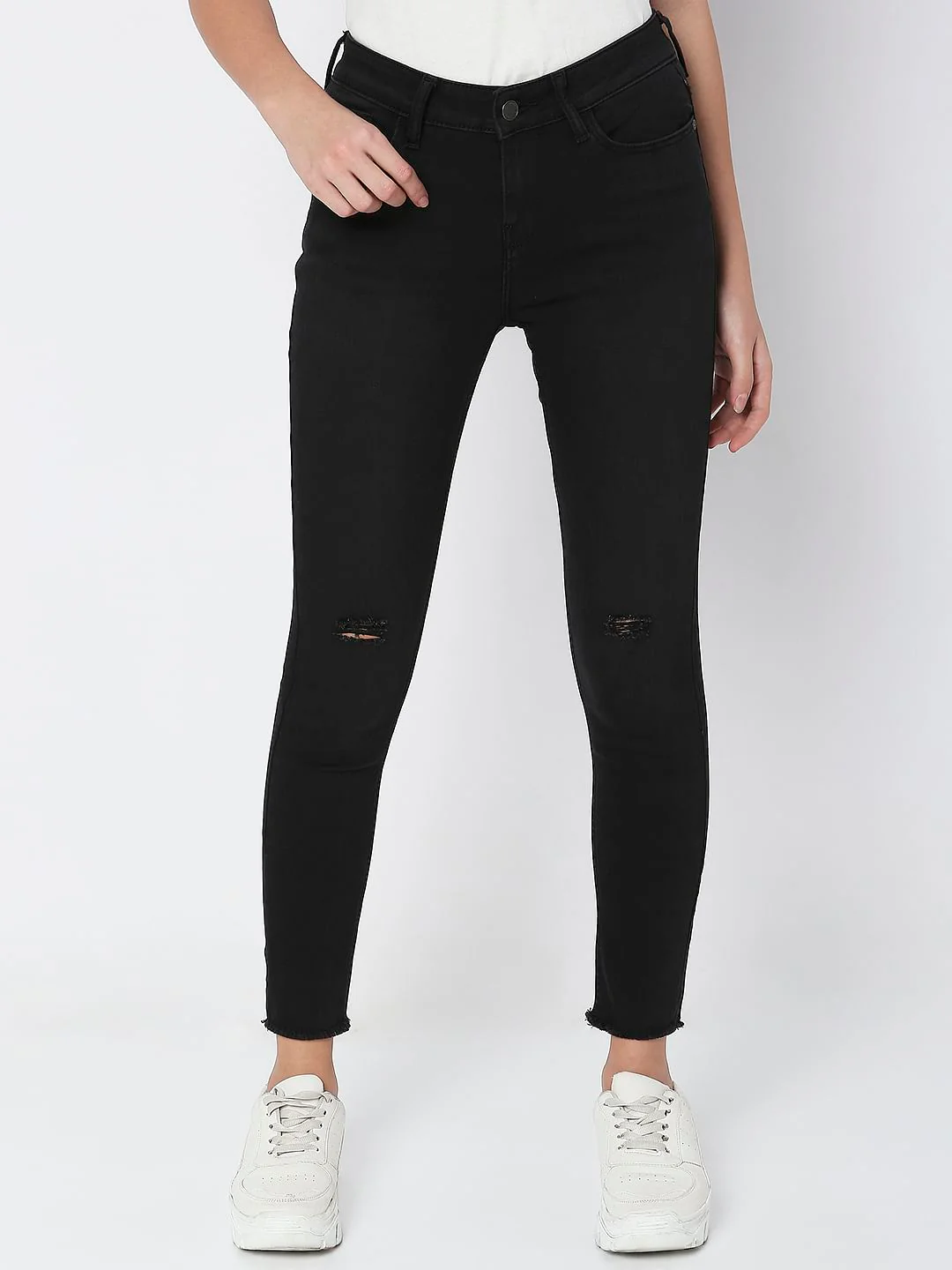 Black Mid Rise Skinny Jeans