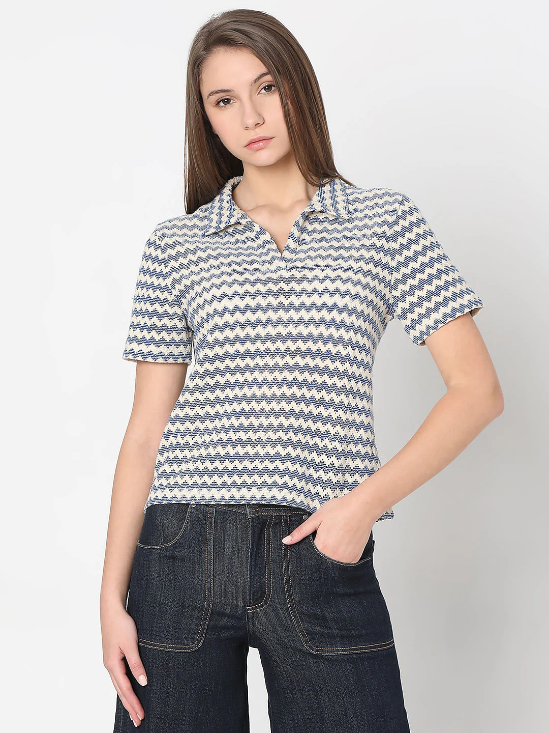 Blue Chevron Print Top - Image 2