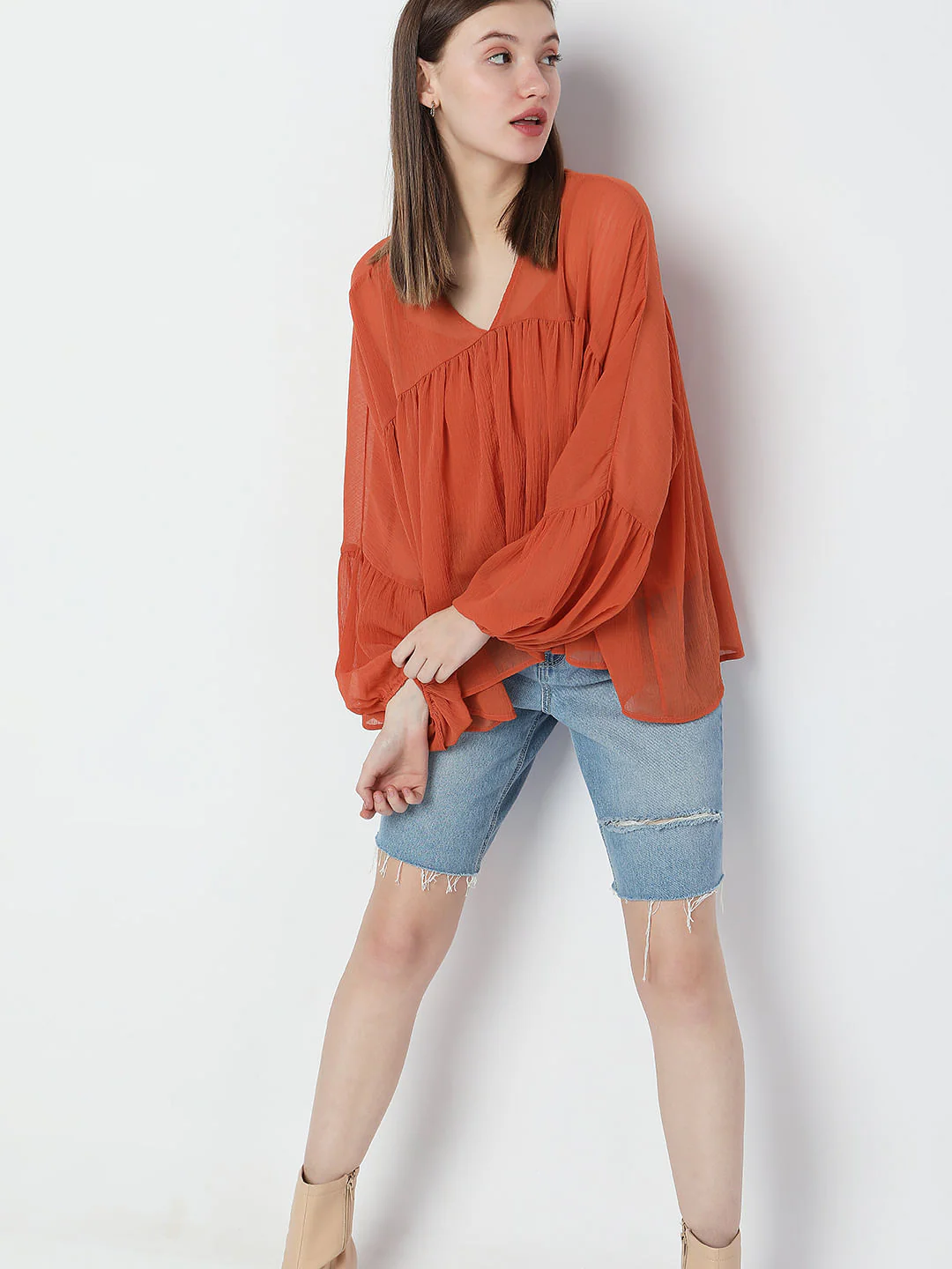 Orange Flared Top