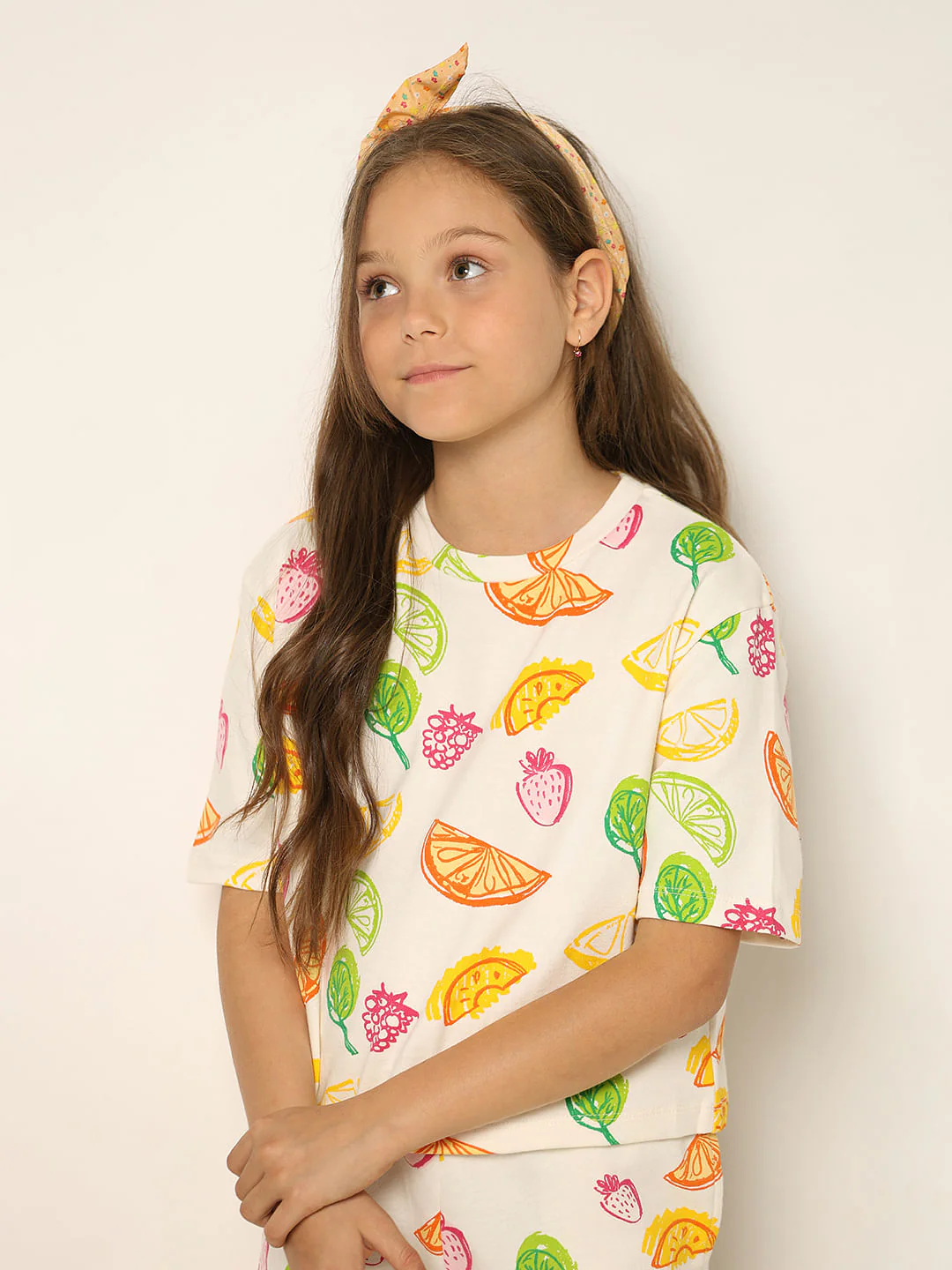 White Printed Co--Ord Set T-Shirt