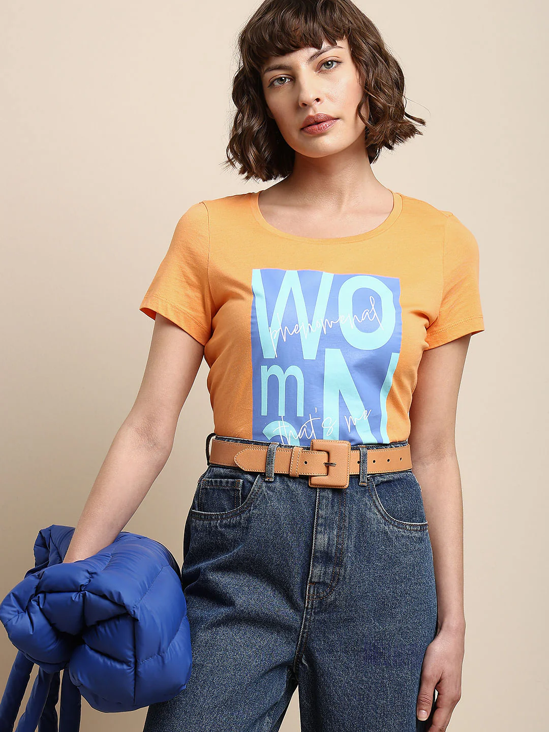 Orange Graphic Print T-Shirt