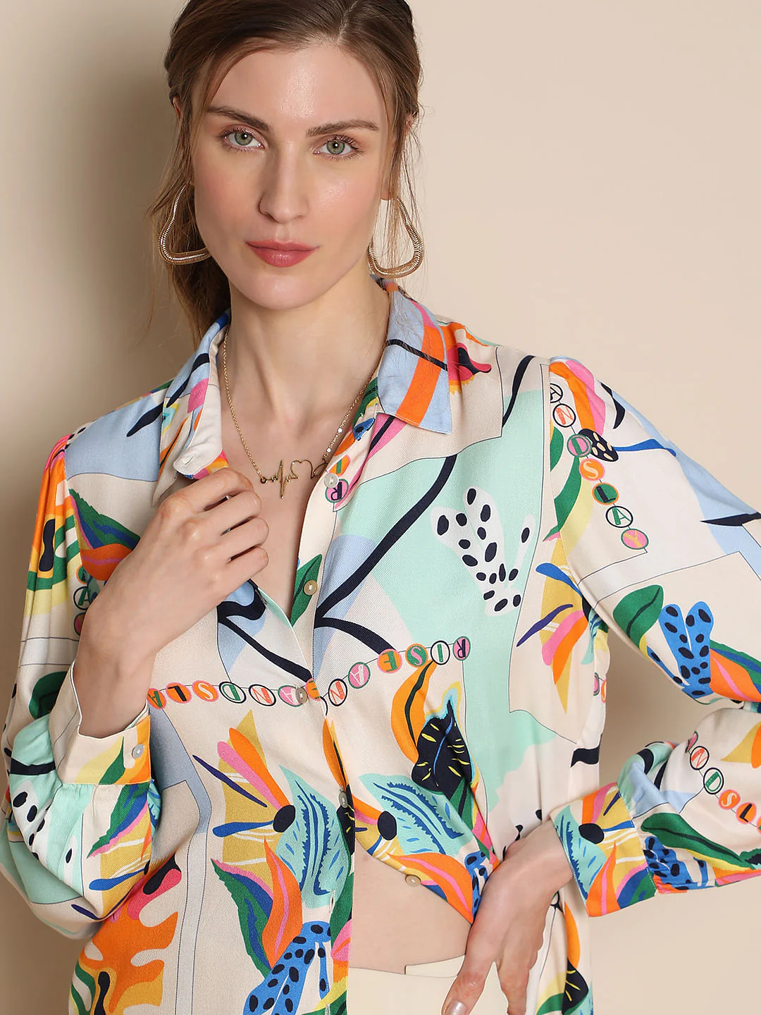 Green Abstract Print Shirt