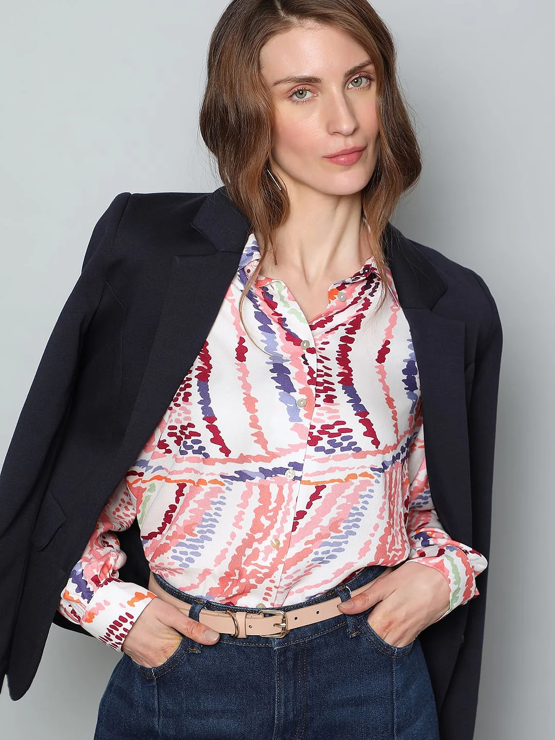 Light Pink Abstract Print Shirt