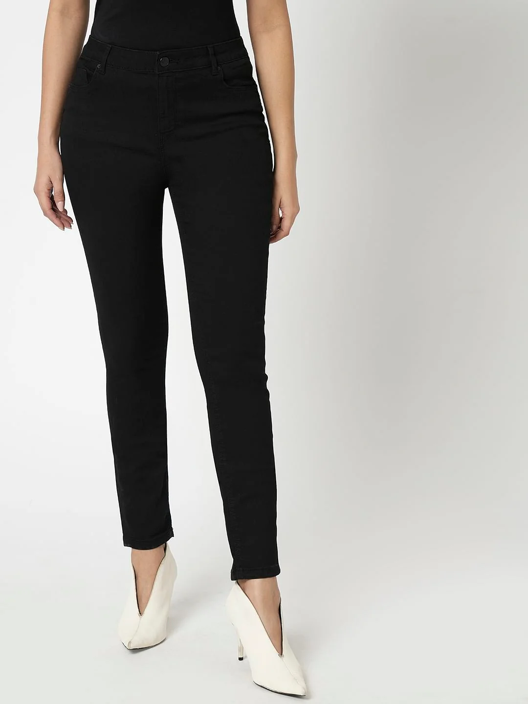 I.Scenery By Vero Moda Black Mid Rise Wendy Skinny Fit Jeans - Image 2