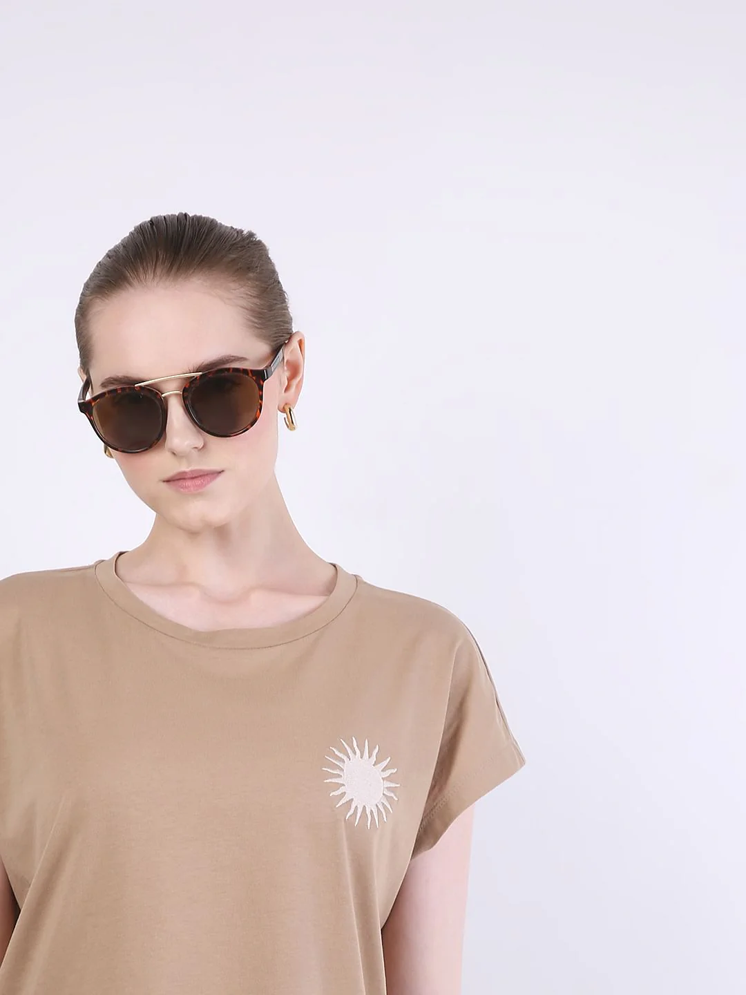 Nude Embroidered Organic Cotton T-Shirt
