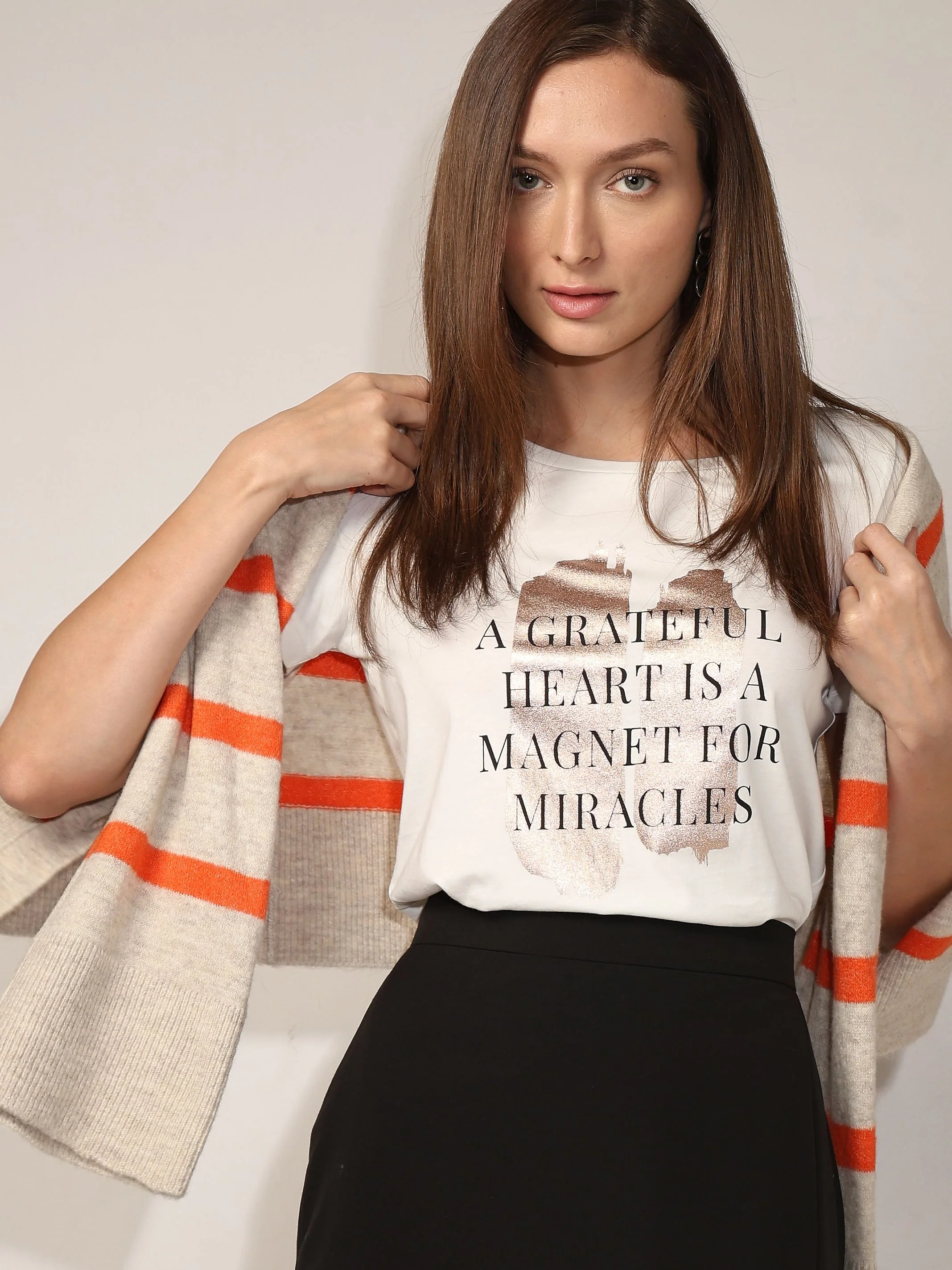 White Text Print T-Shirt