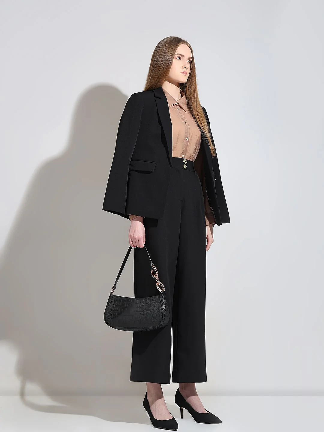 Black Double Button Korean Pants