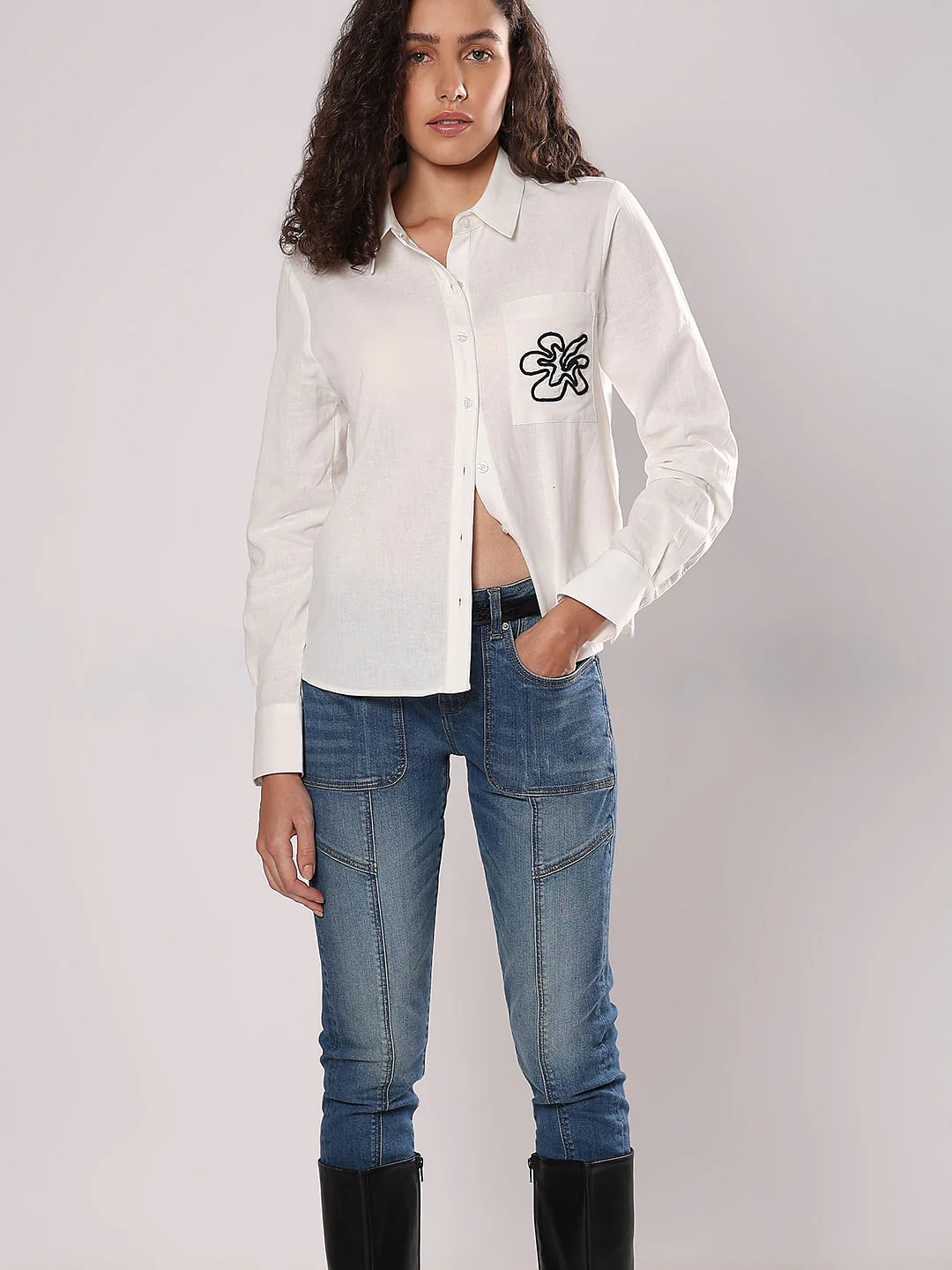 White Cotton-Linen Shirt