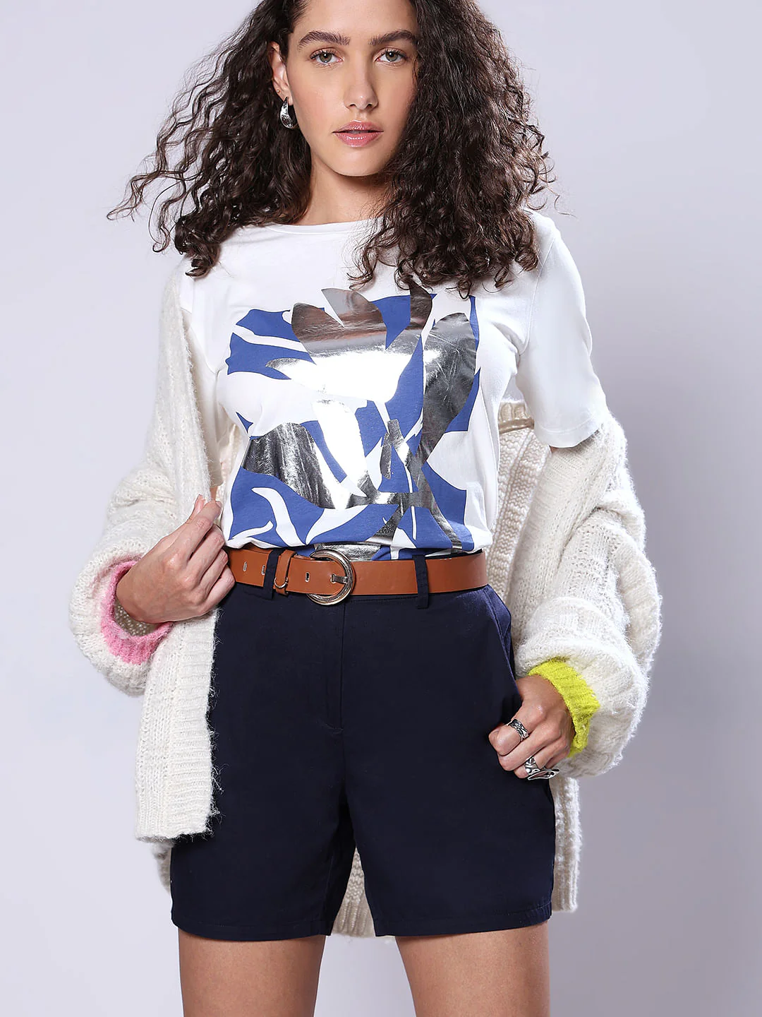 White Graphic Print T-Shirt