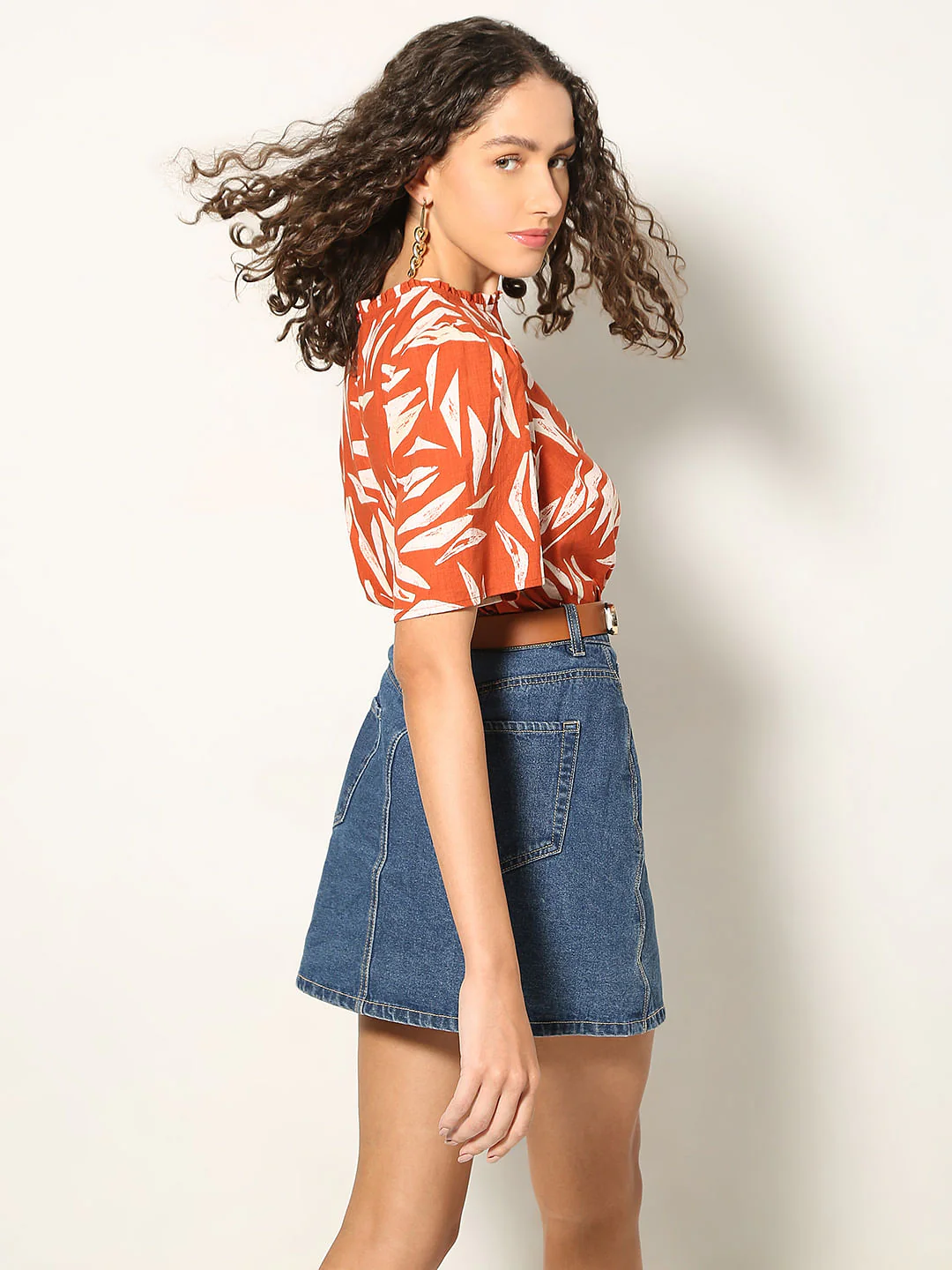 Brown Printed Cotton Top
