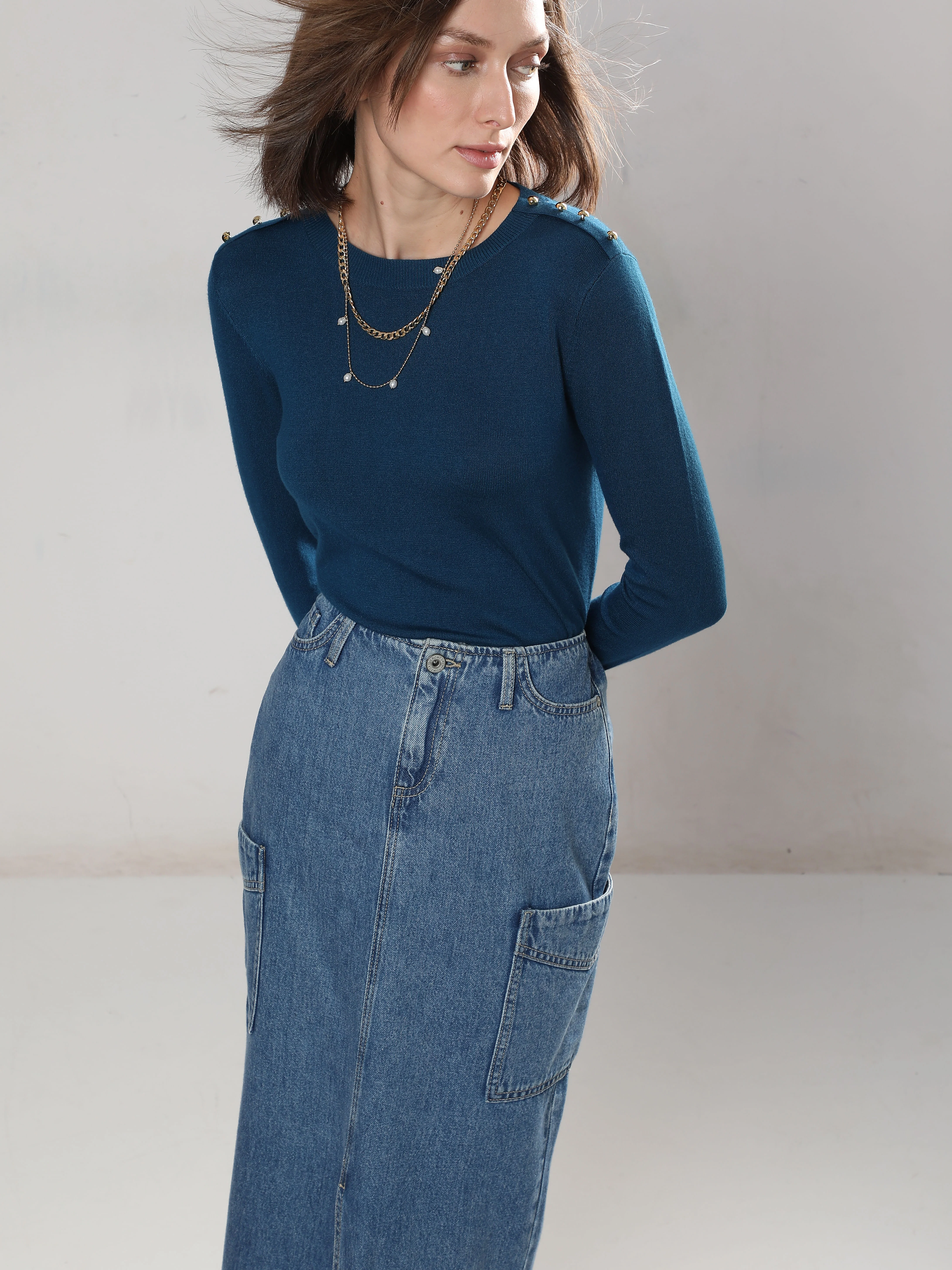 Blue Knit Pullover