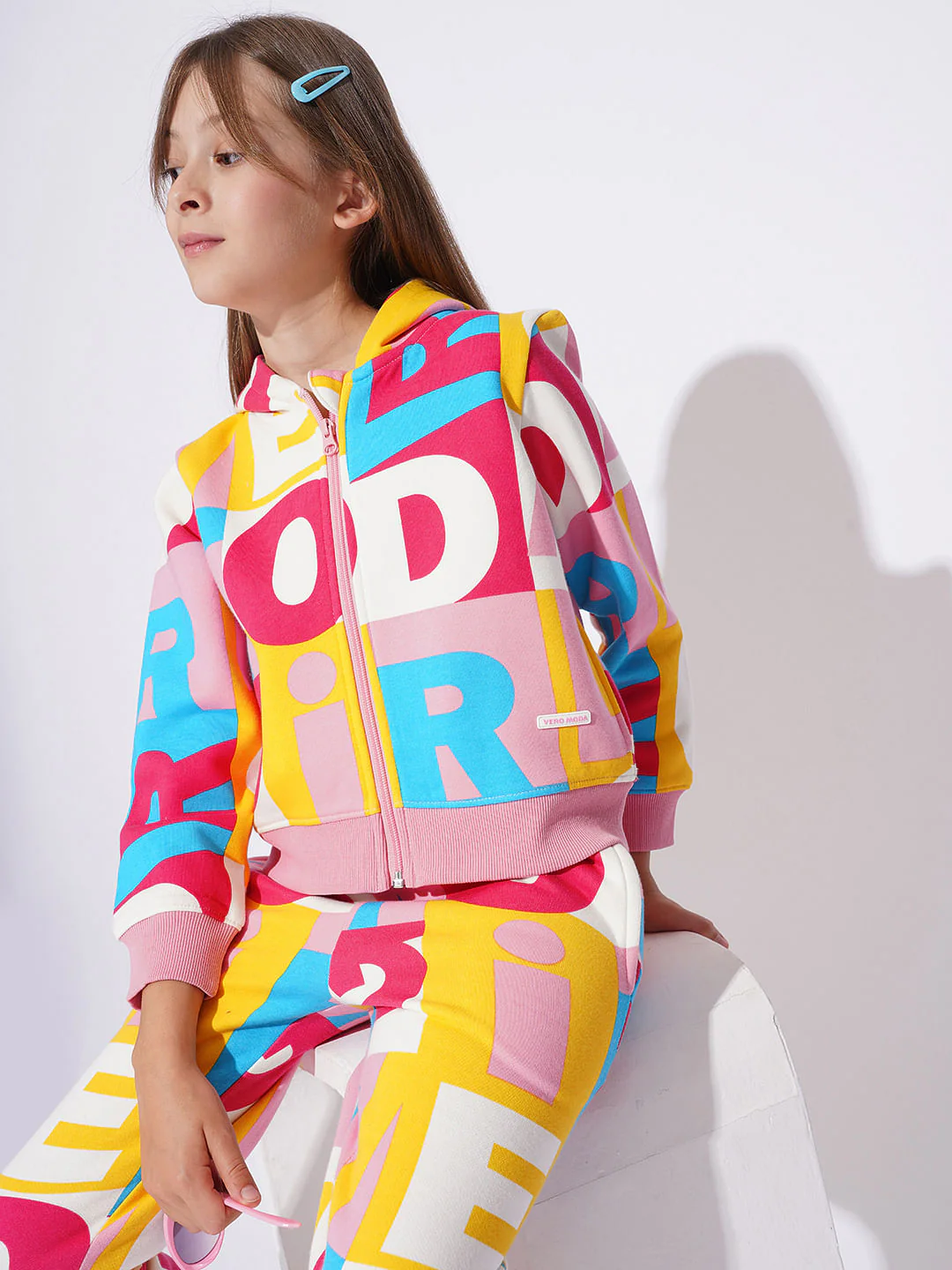 Girls White Hooded Co-Ord Set Sweatshirt