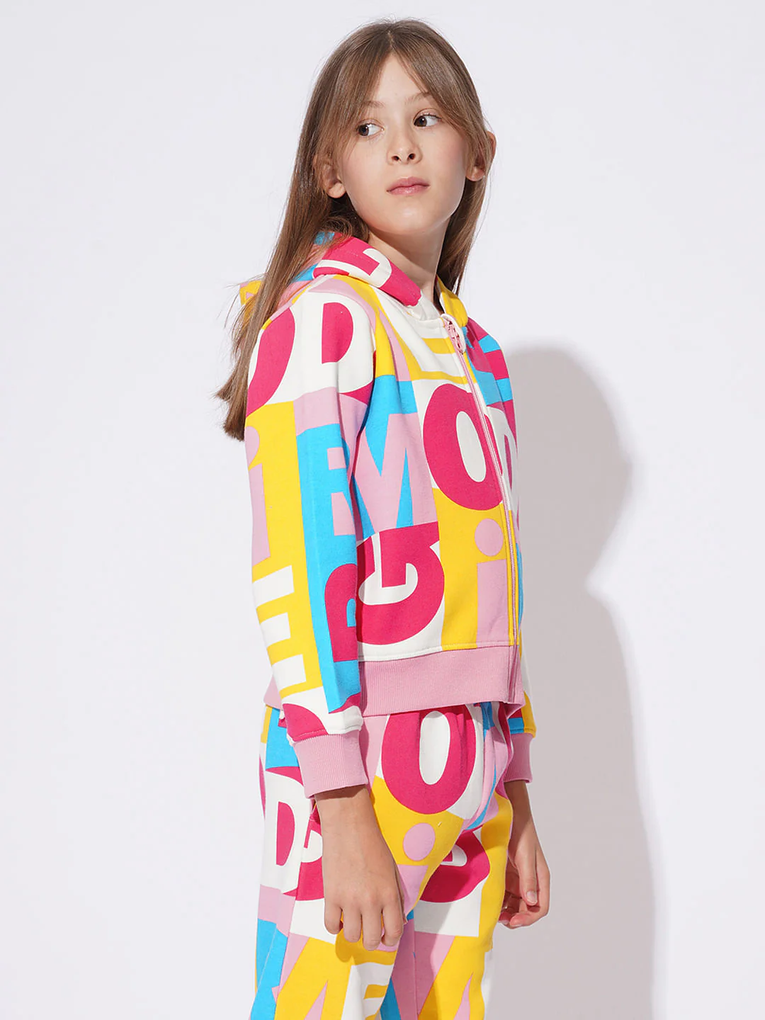 Girls White Hooded Co-Ord Set Sweatshirt - Image 2