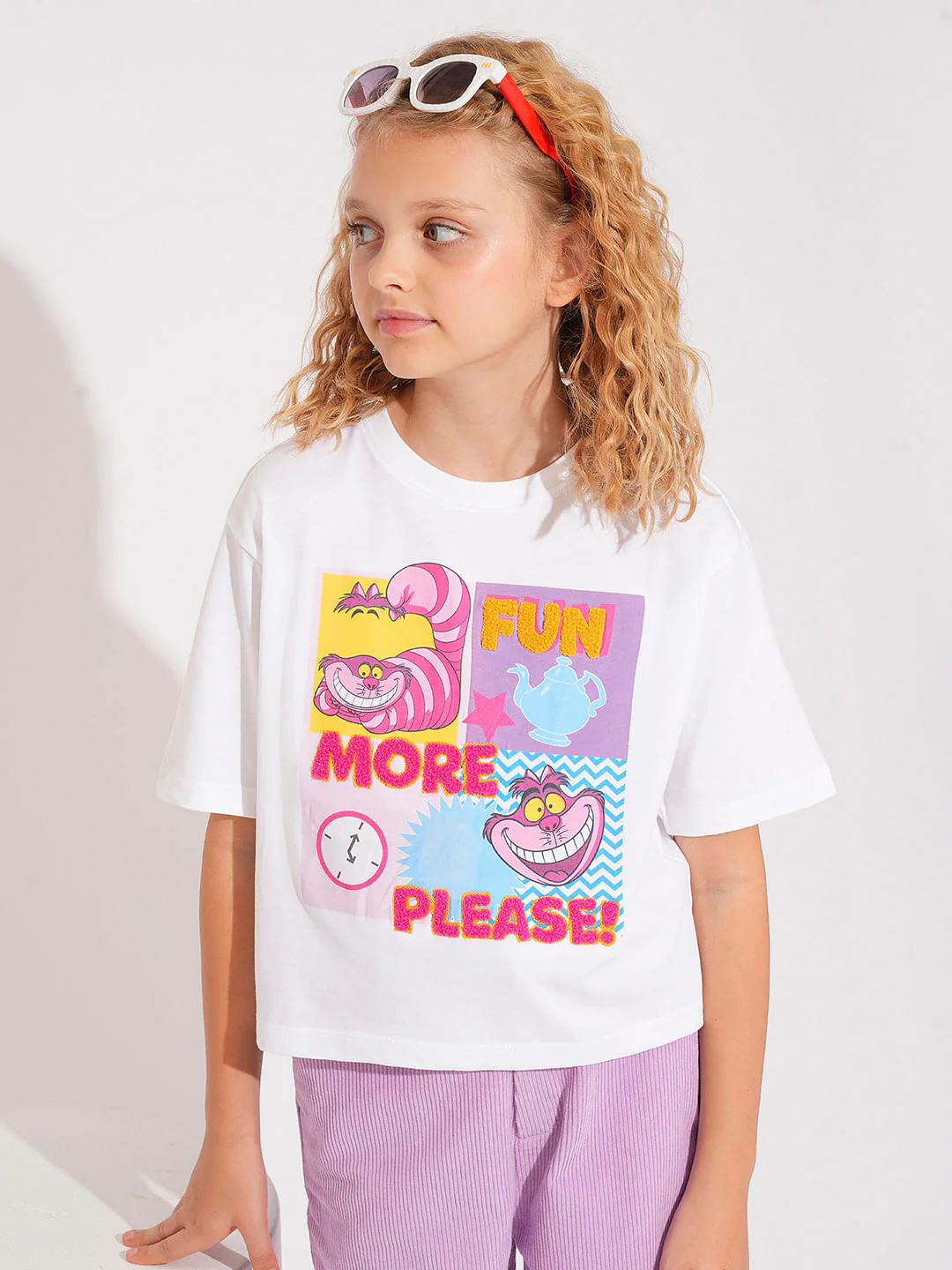 Girls White Cheshire Cat T-Shirt