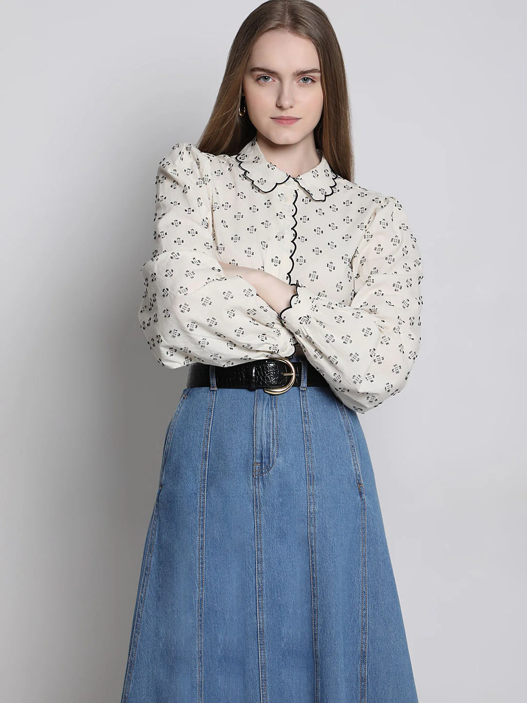 Beige Printed Shirt