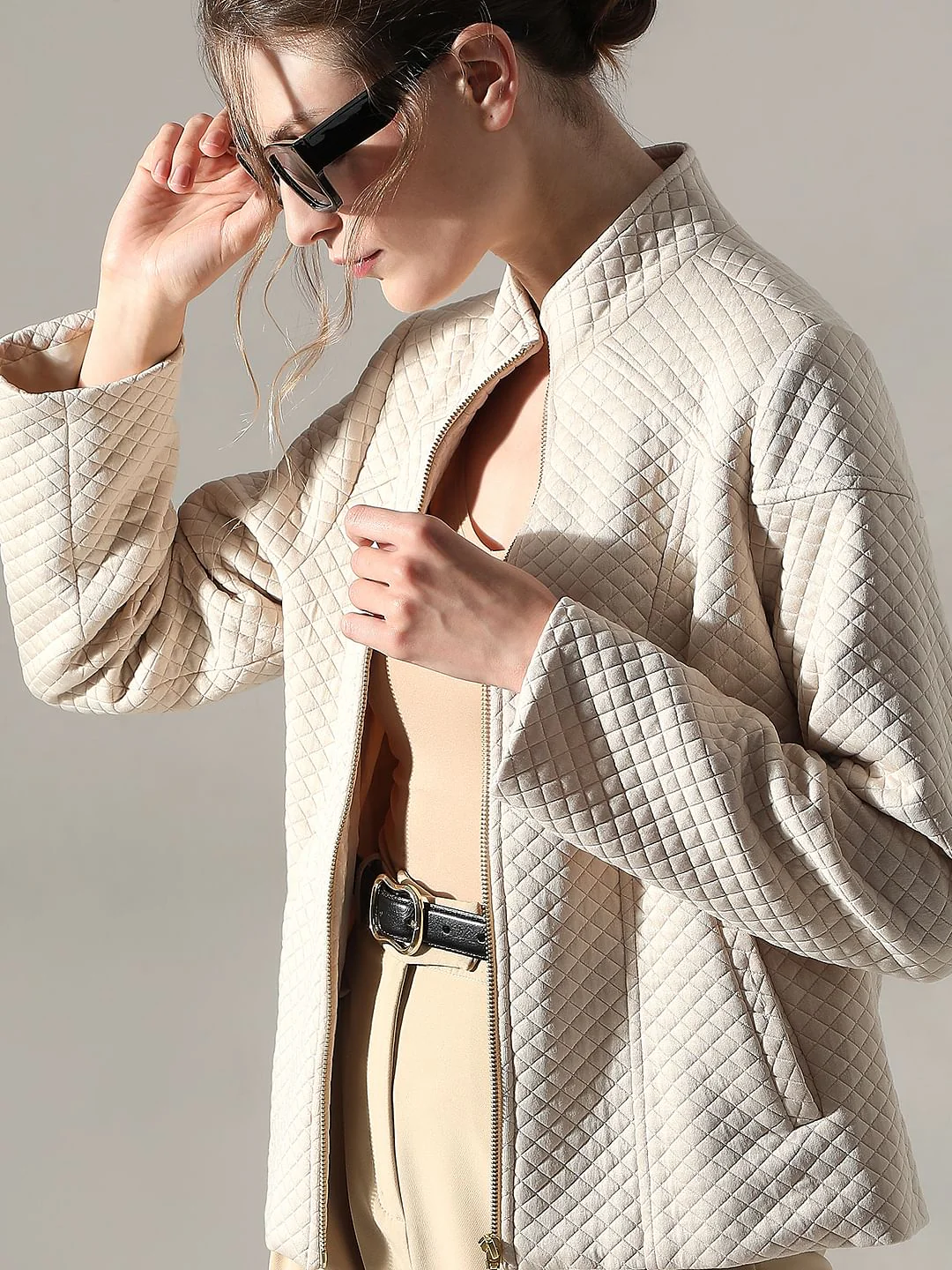 Beige Quilted Jacket