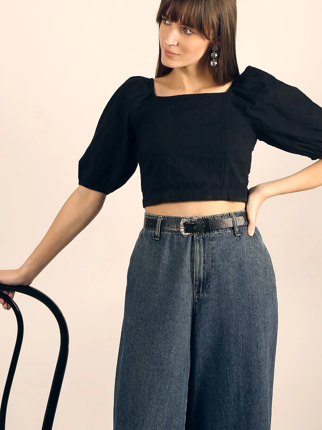 Black Fitted Crop Top
