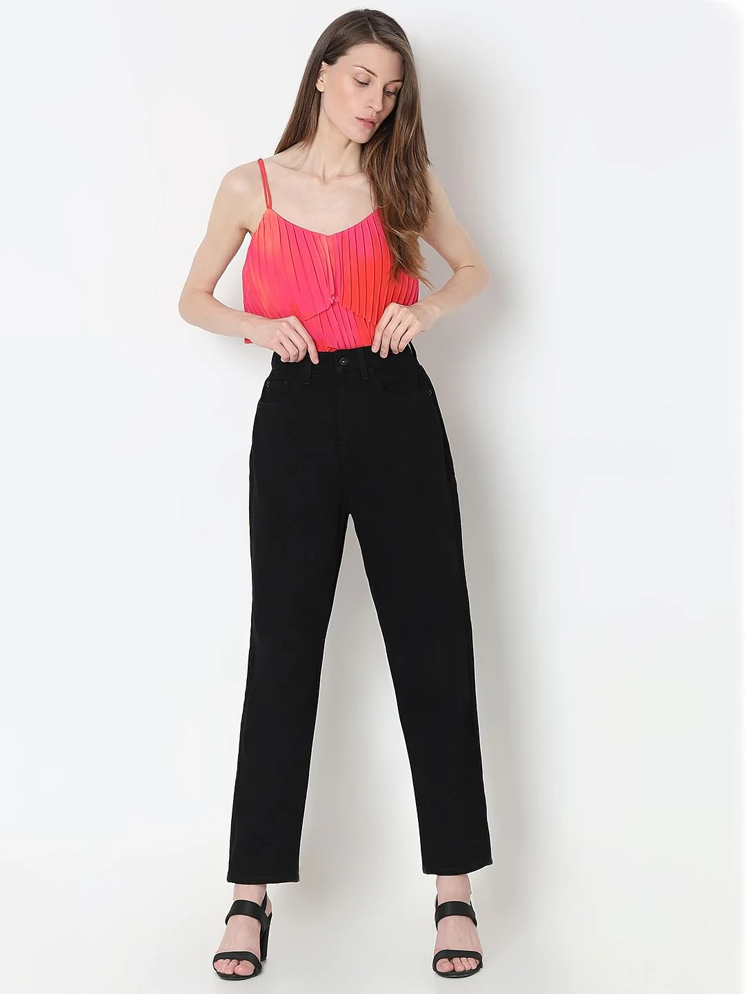 Black High Rise Mom Jeans - Image 5