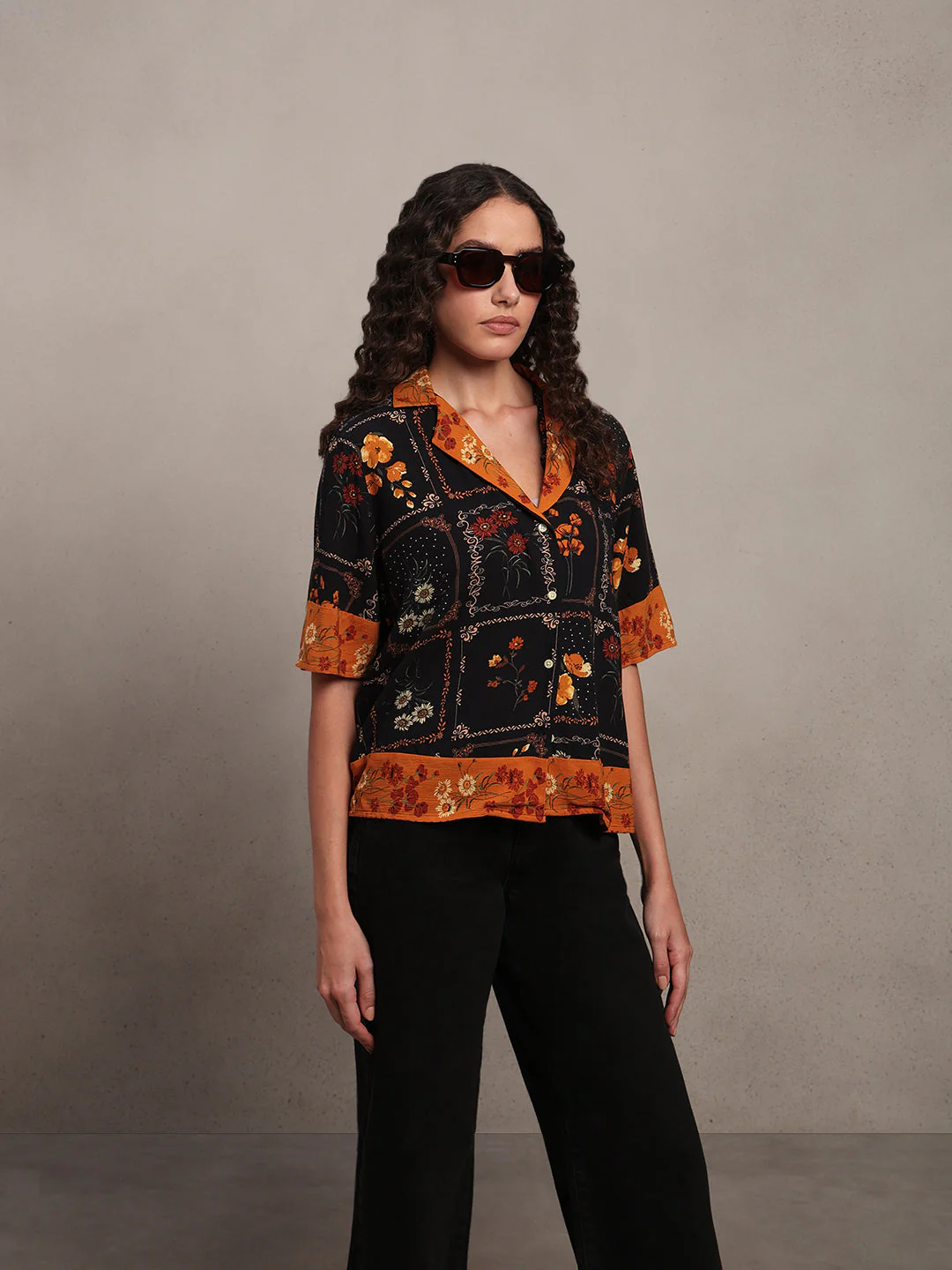 Floral Viscose Short Sleeves Shirt