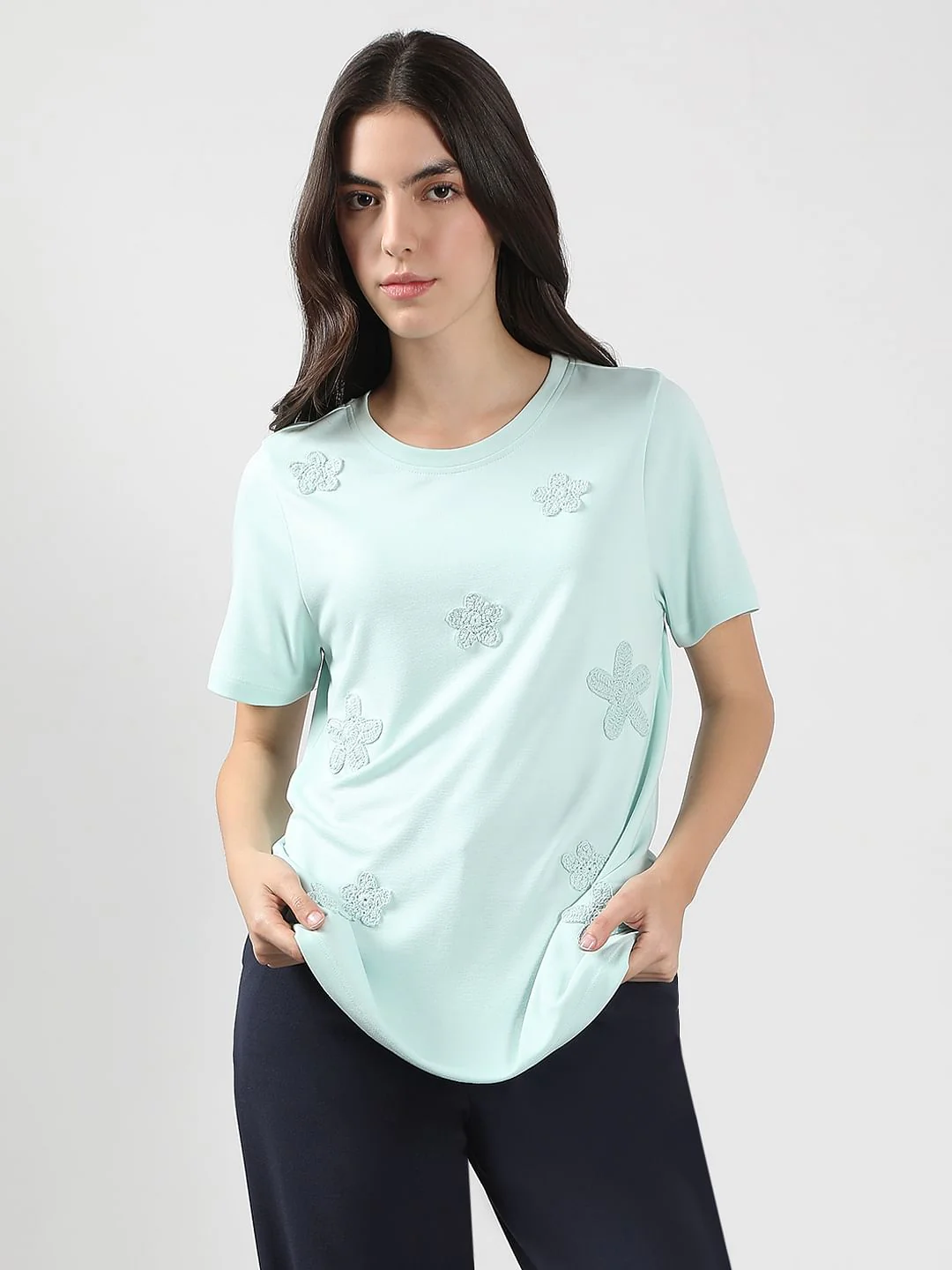 Mint Green Embroidered T-Shirt - Image 2