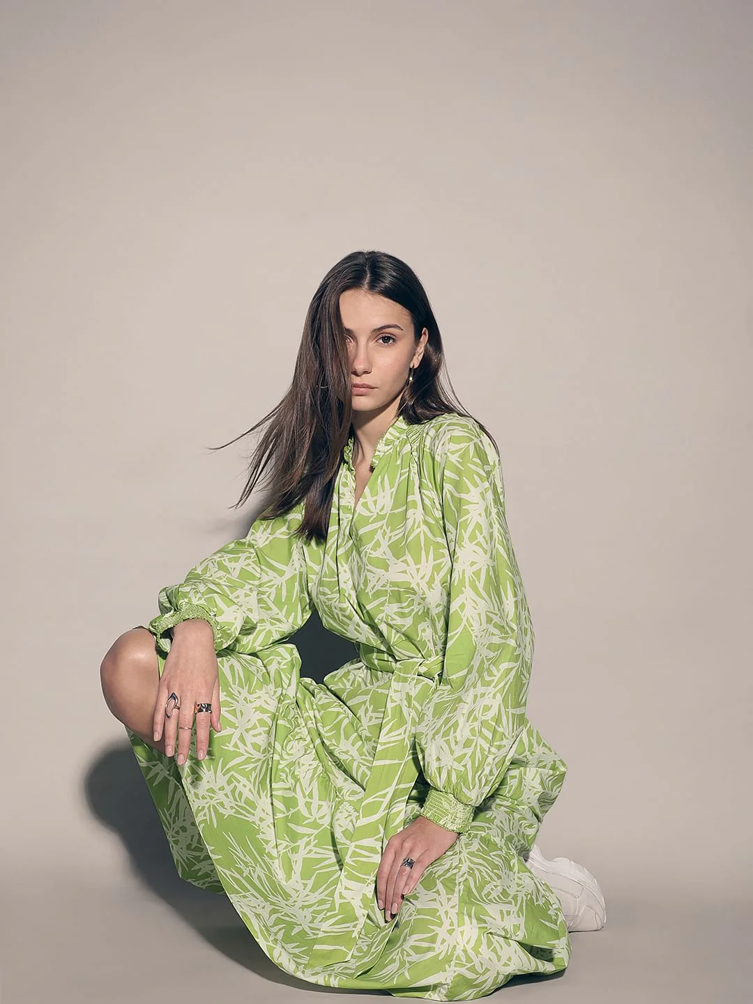 Green Printed Maxi Dress