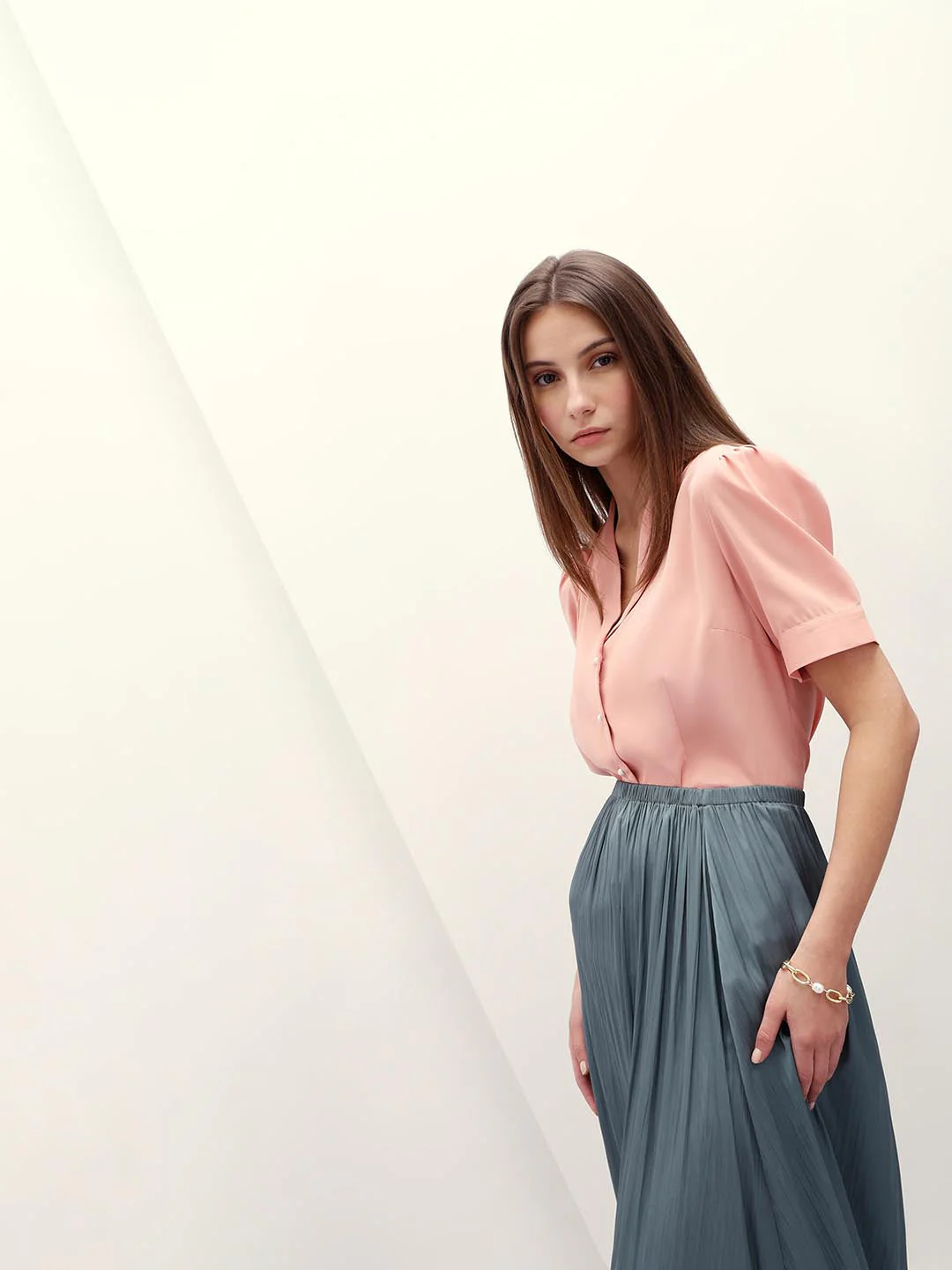 Vero Moda Pink Shawl Collar Shirt