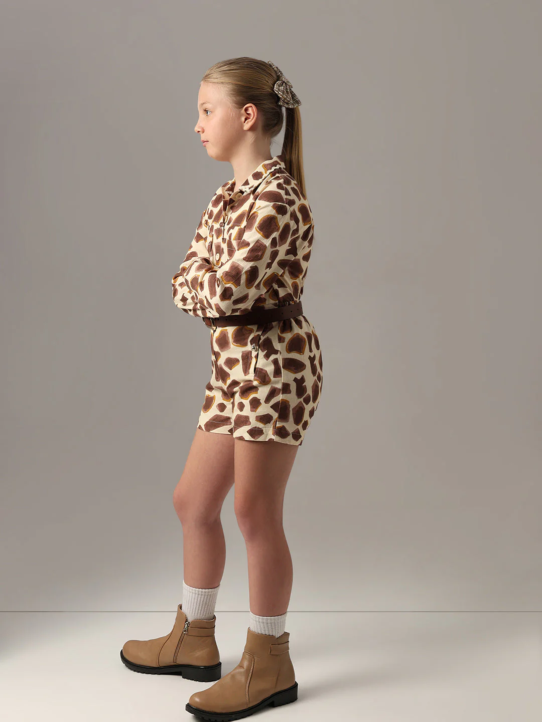 GIRL Animal Print Cotton Shorts